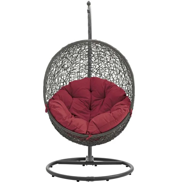 Hide Outdoor Patio Swing Chair in Gray and Red by Modway - Image 3