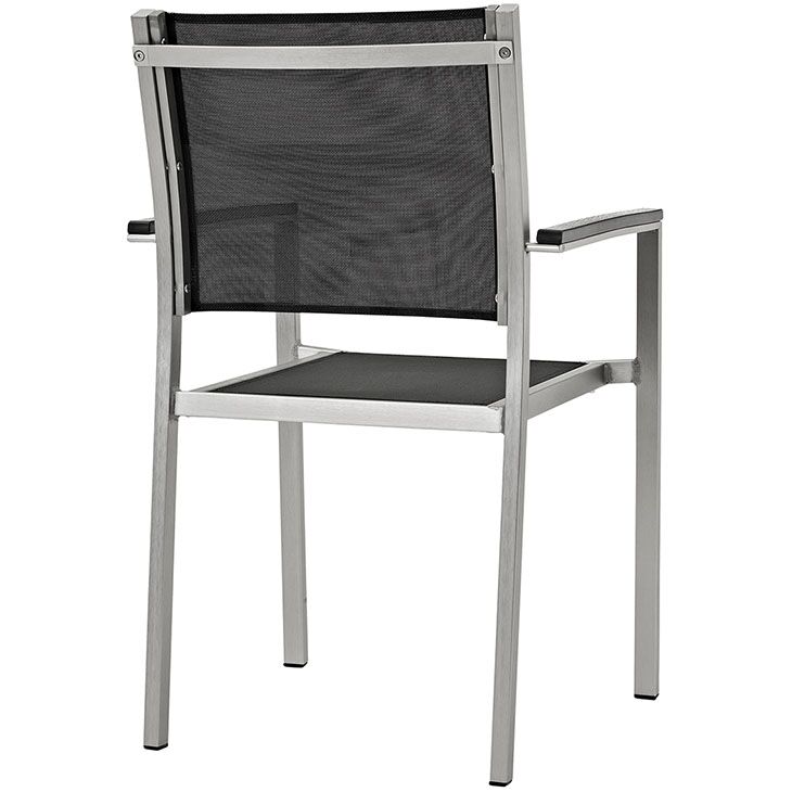 Shore Outdoor Patio Aluminum Dining Chair in Silver and Black by Modway - Image 4