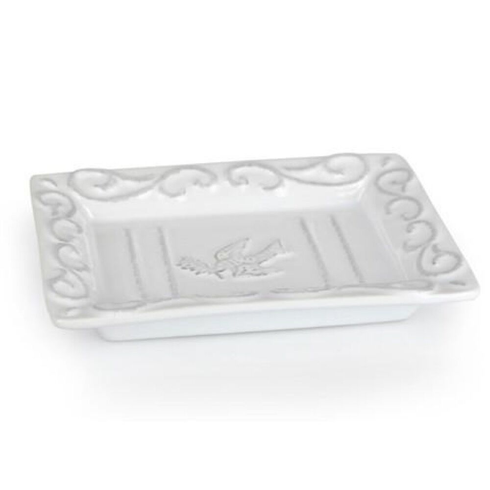 White Ceramic Soap Dish by Pre de Provence