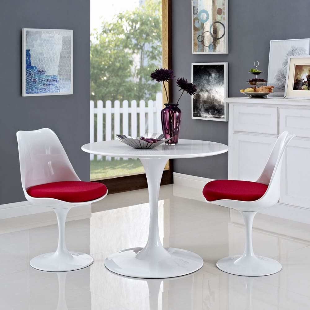 Lippa 36" Round Wood Top Dining Table in White by Modway - Image 2