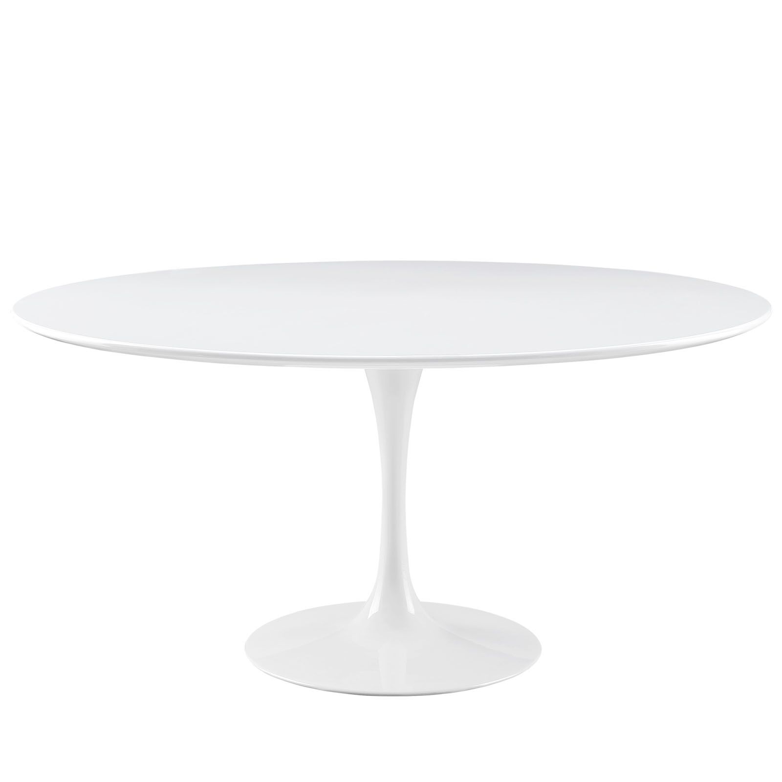 Lippa 60" Round Wood Top Dining Table in White by Modway