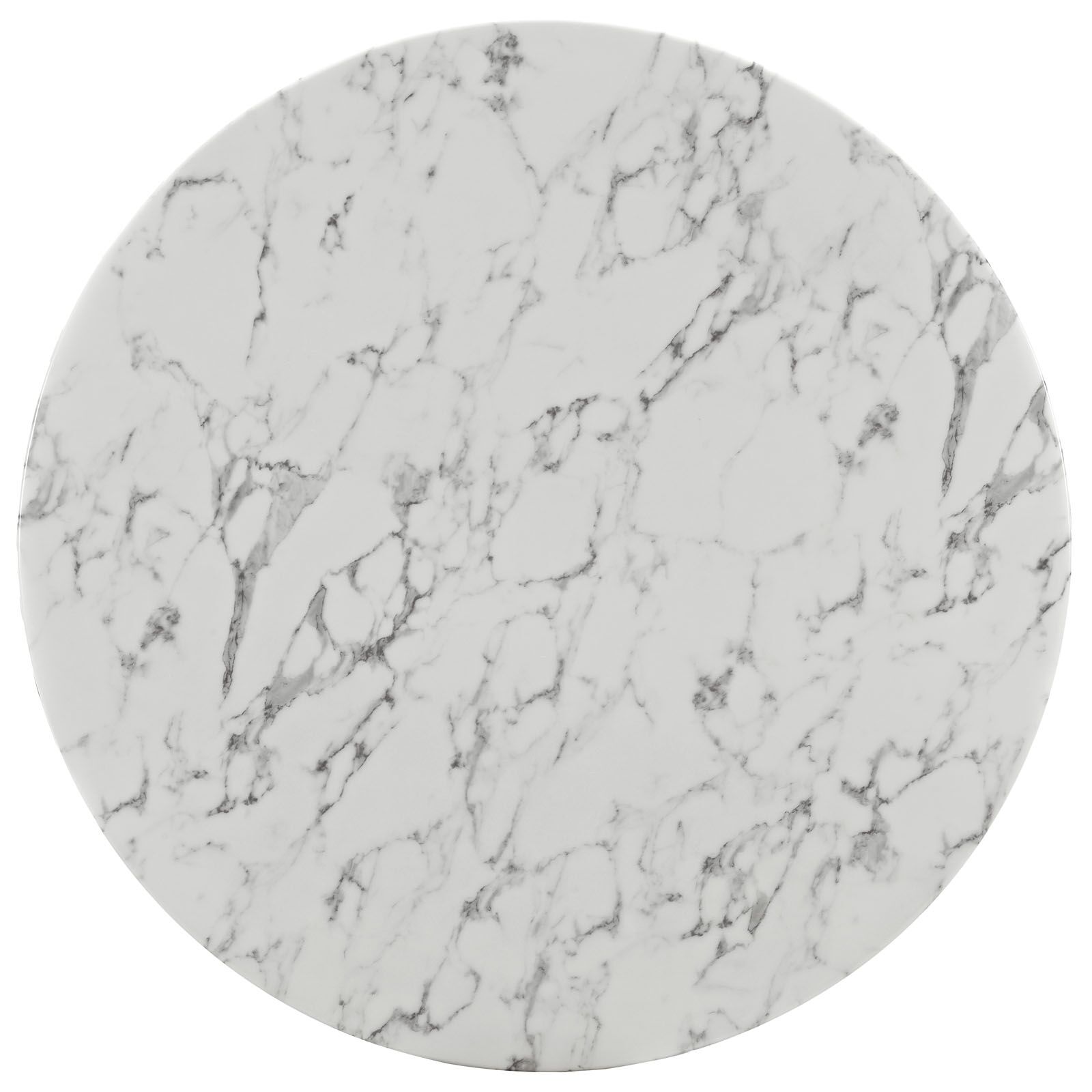 Lippa 47" Round Artificial Marble Dining Table in White by Modway - Image 3