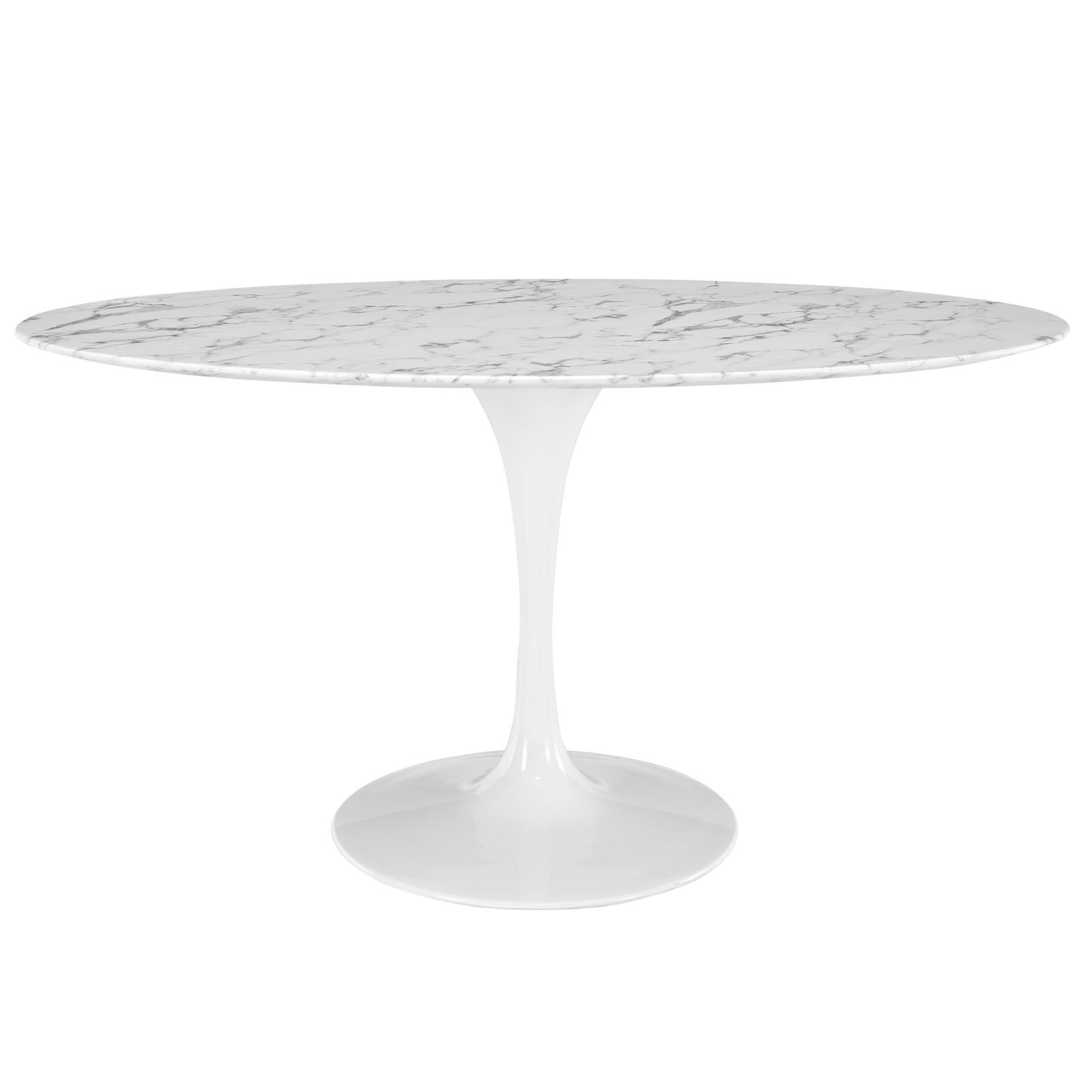 Lippa 60" Oval Artificial Marble Dining Table in White by Modway