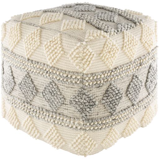 Grey and Cream Anders Pouf by Livabliss