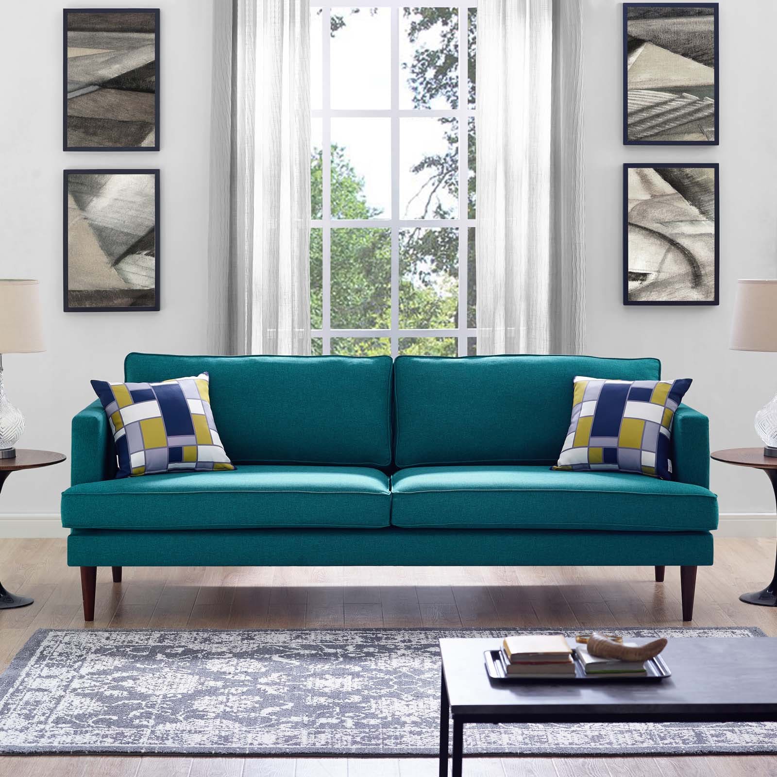Agile Upholstered Fabric Sofa in Teal by Modway - Image 2