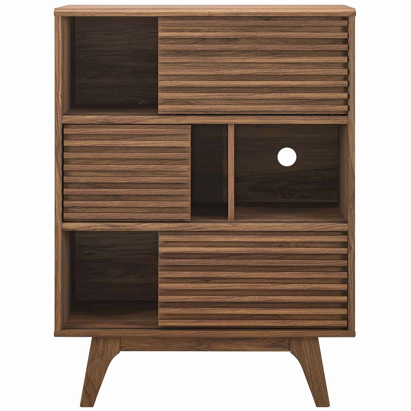 Render Three-Tier Display Storage Cabinet Stand in Walnut by Modway - Image 4