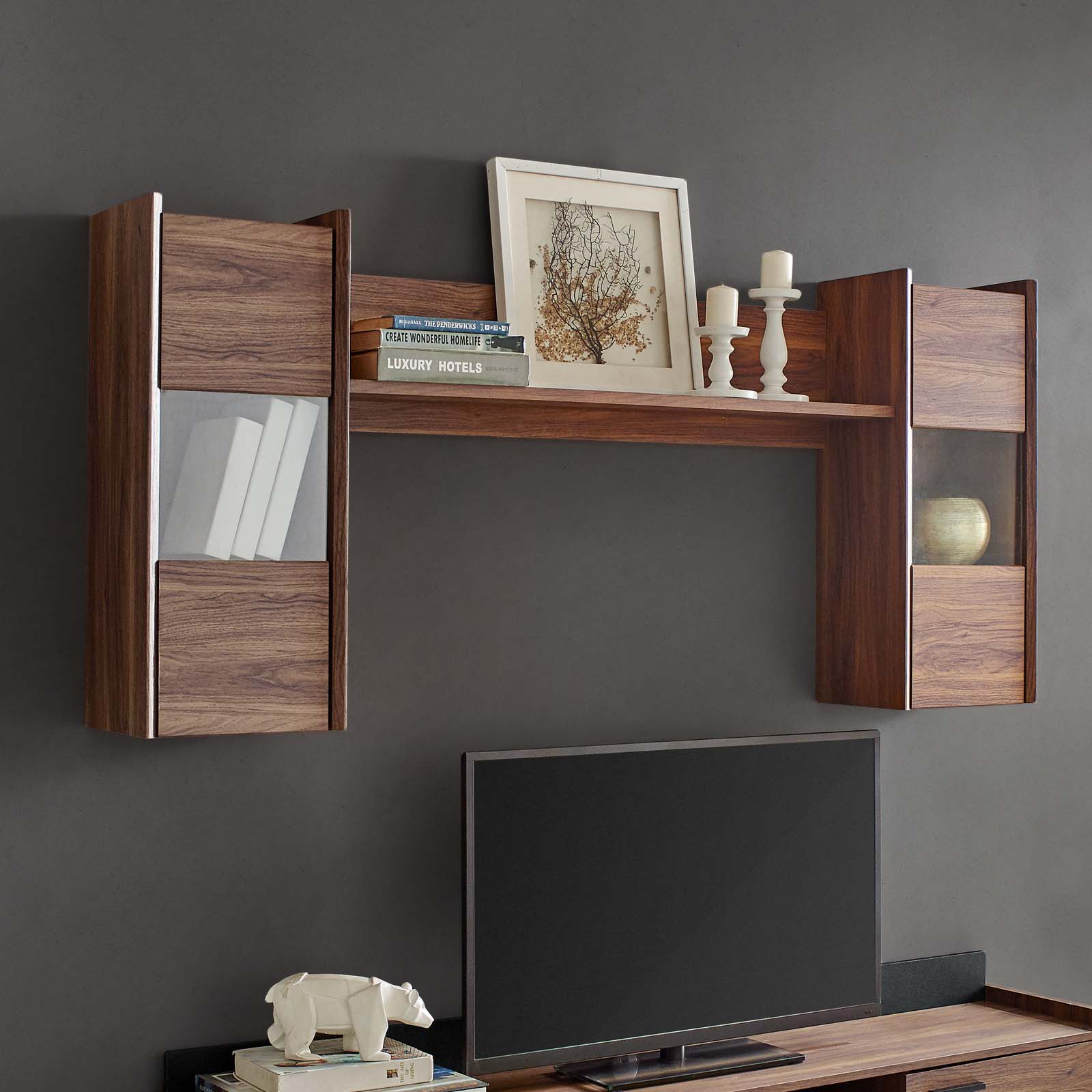 Visionary Wall Mounted Shelves in Walnut by Modway - Image 2