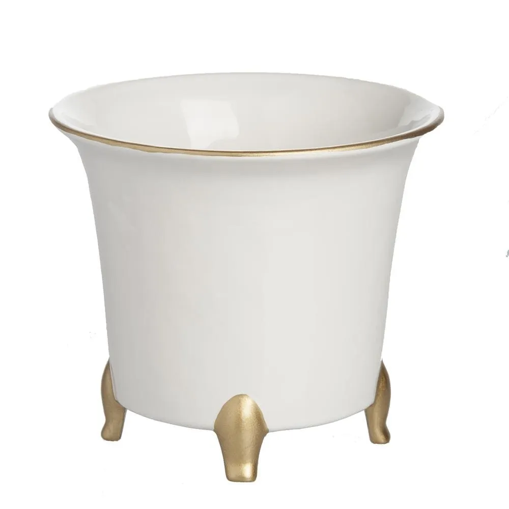 White and Gold Cachepots by Abigails