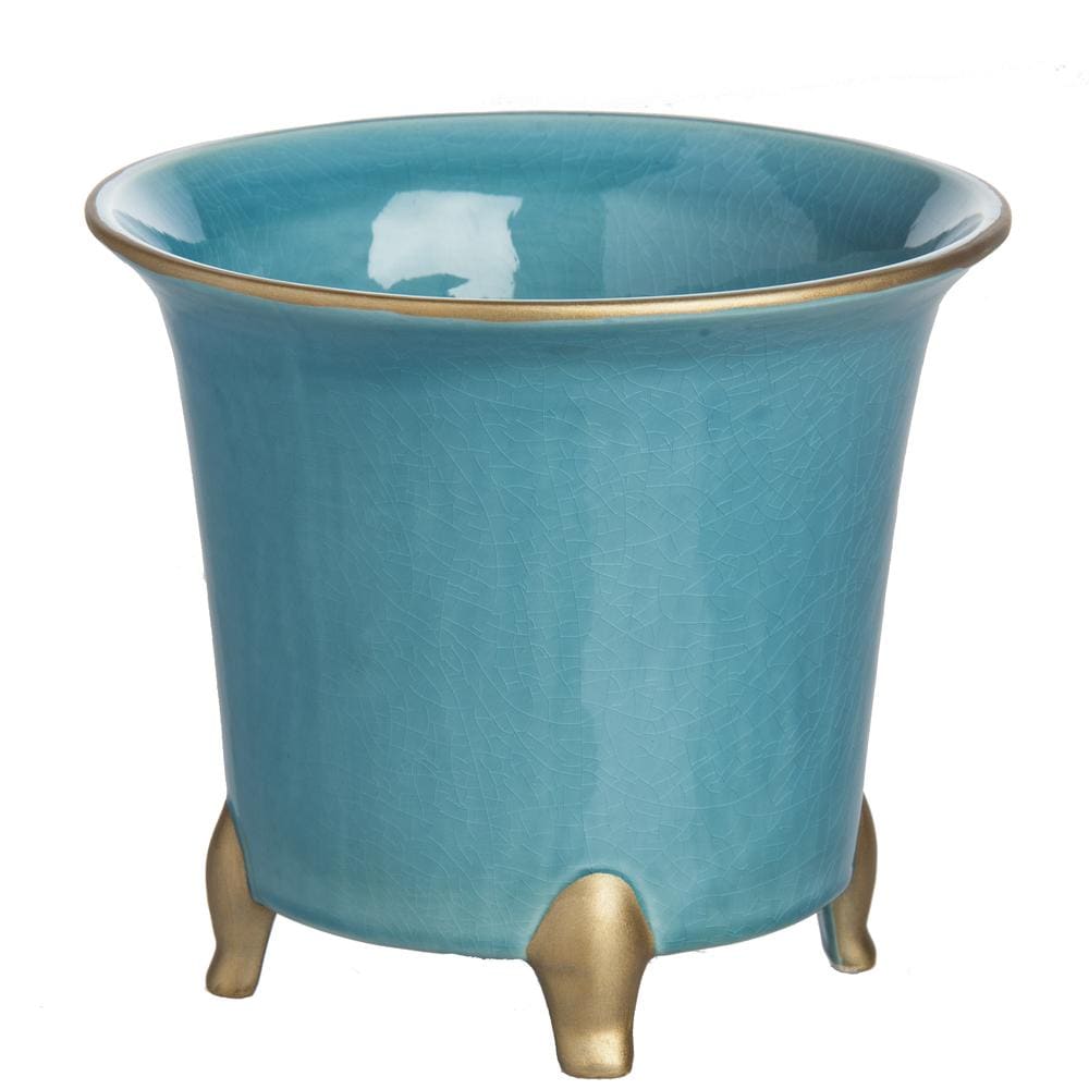 Turquoise with Gold Cachepots by Abigails