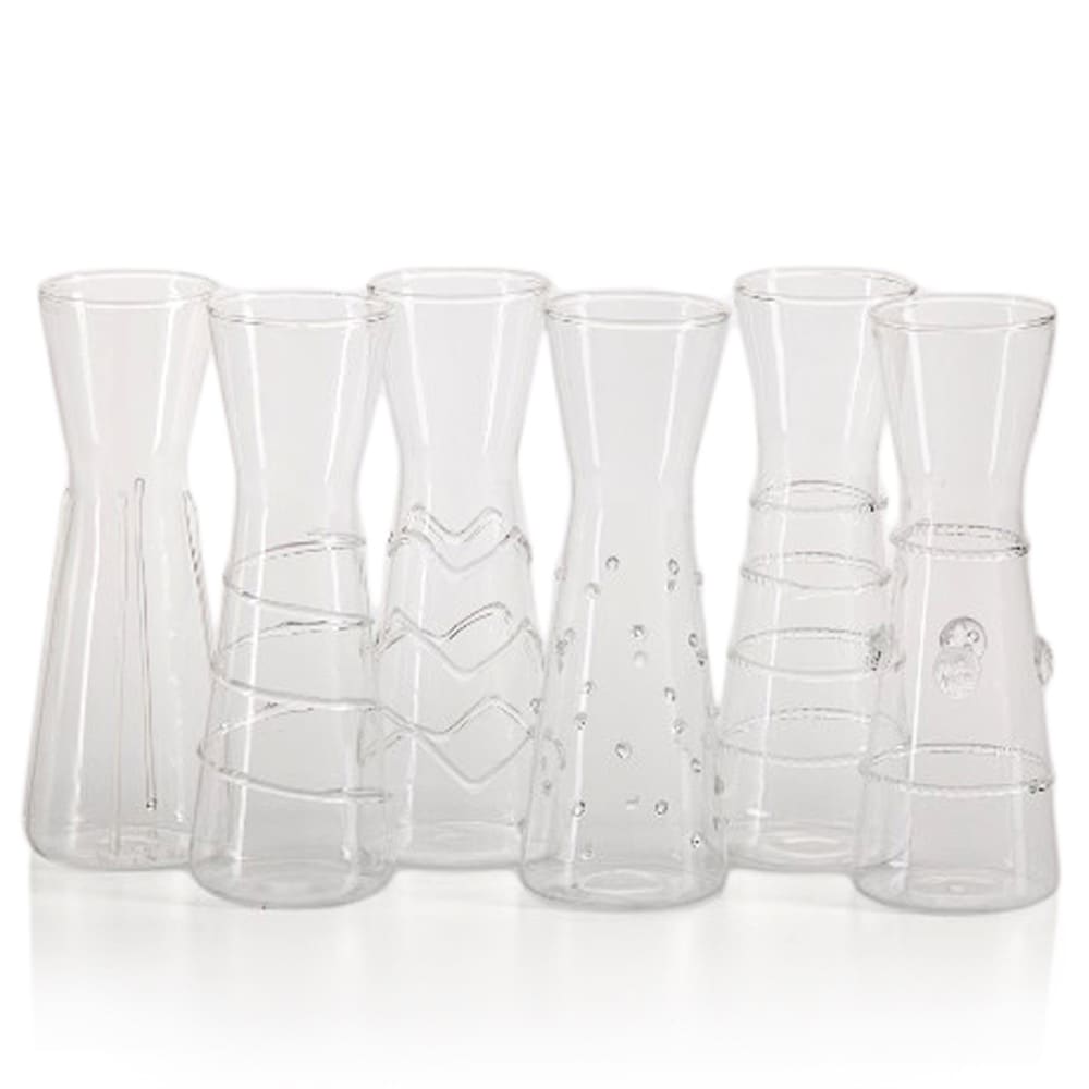 Zalli Assorted Glass Carafes Set of 6 by Zodax