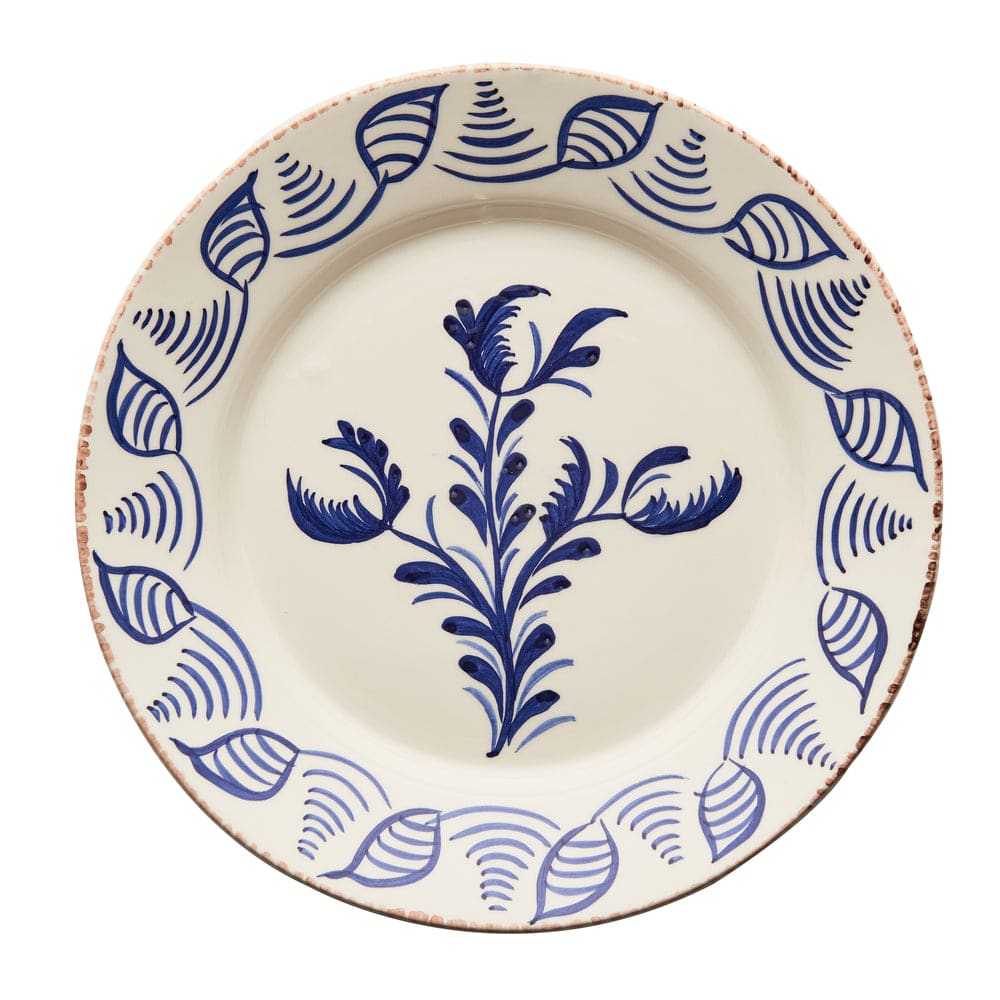 Casa Nuno Blue and White Flowers/Shells Dinner Plate by Abigails
