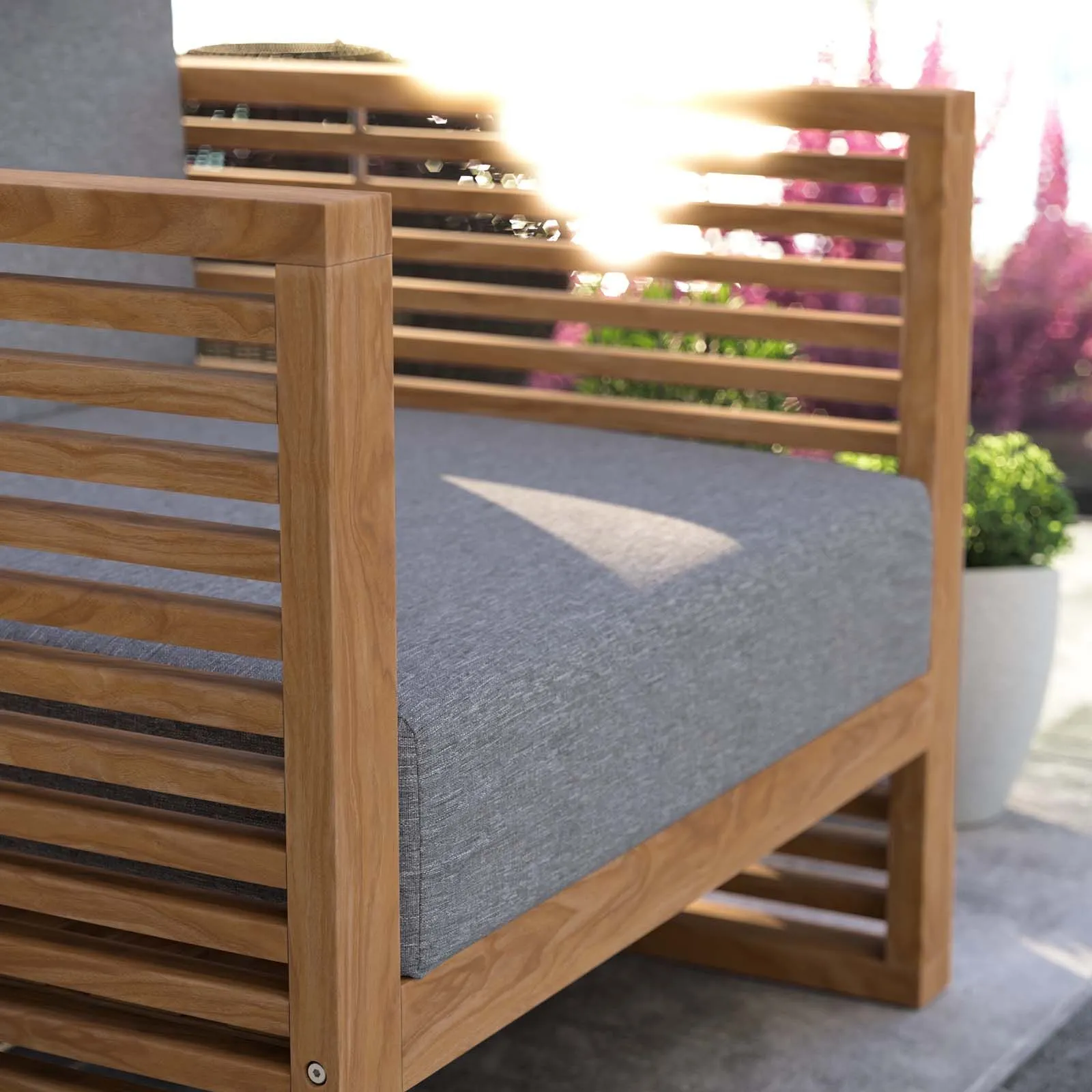Carlsbad Teak Wood Outdoor Patio Armchair Natural/Gray by Modway - Image 7