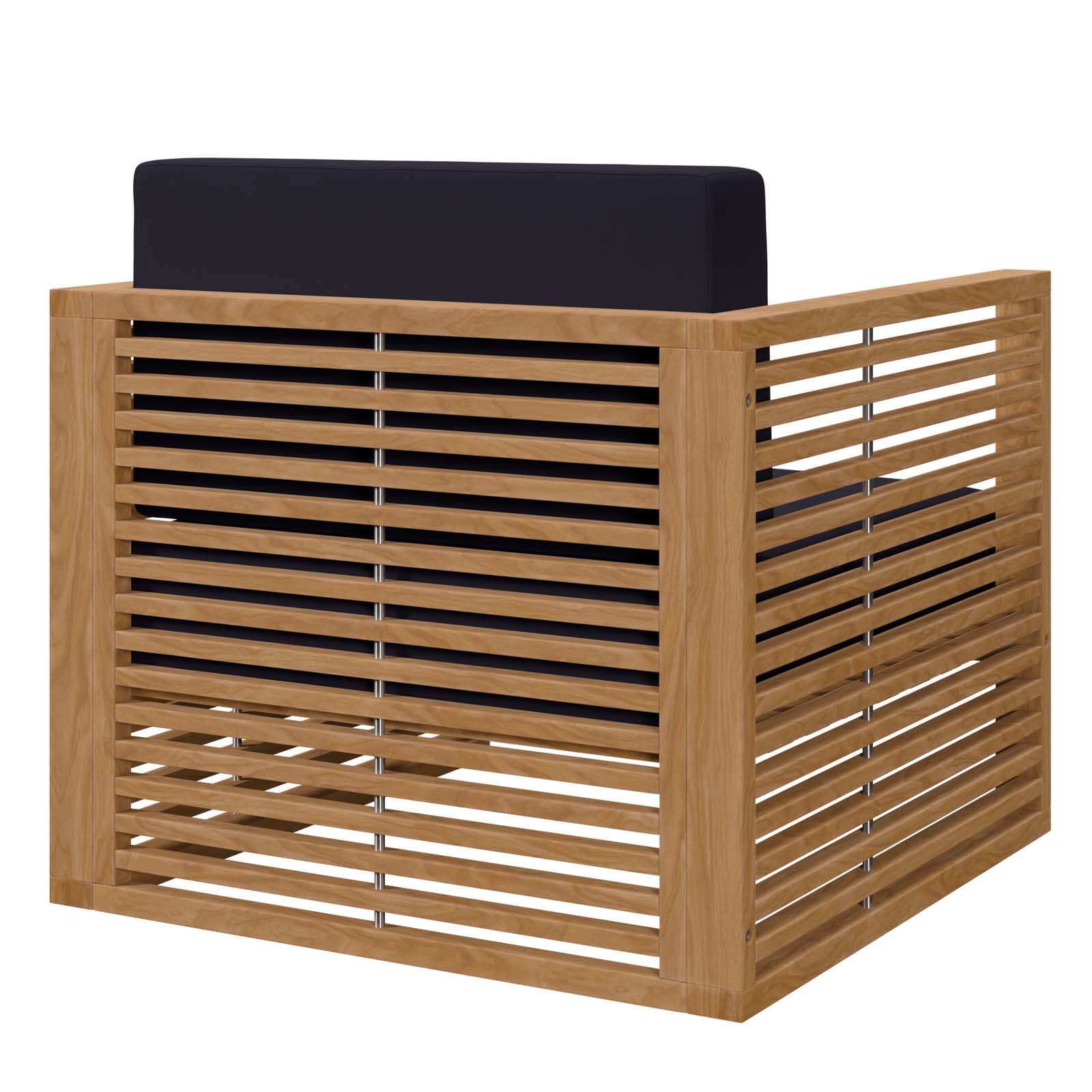 Carlsbad Teak Wood Outdoor Patio Armchair Natural/Navy by Modway - Image 4