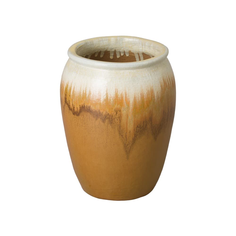 Ceramic 20" Tall Planter with Amber Glaze by Emissary