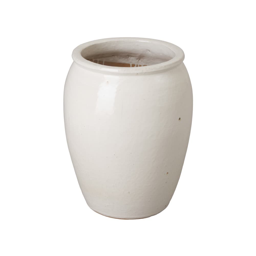 Ceramic 20" Tall Planter with White Glaze by Emissary