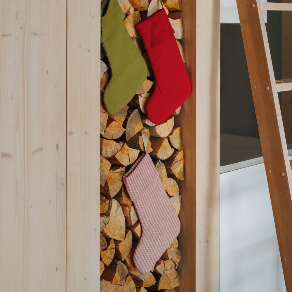 Christmas Green Linen Christmas Stocking by Linen Tales - Image 4