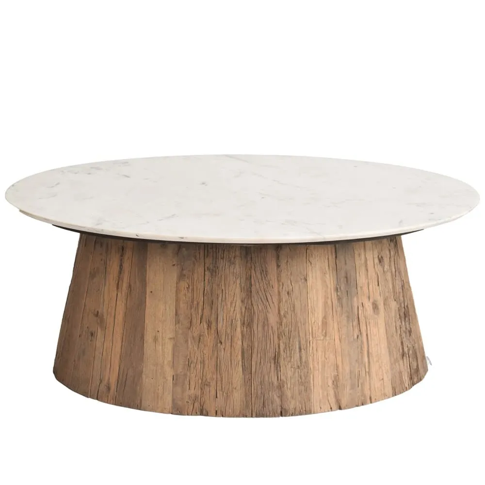 Oval Wood Coffee Table with Marble Top by BIDKhome - Image 3