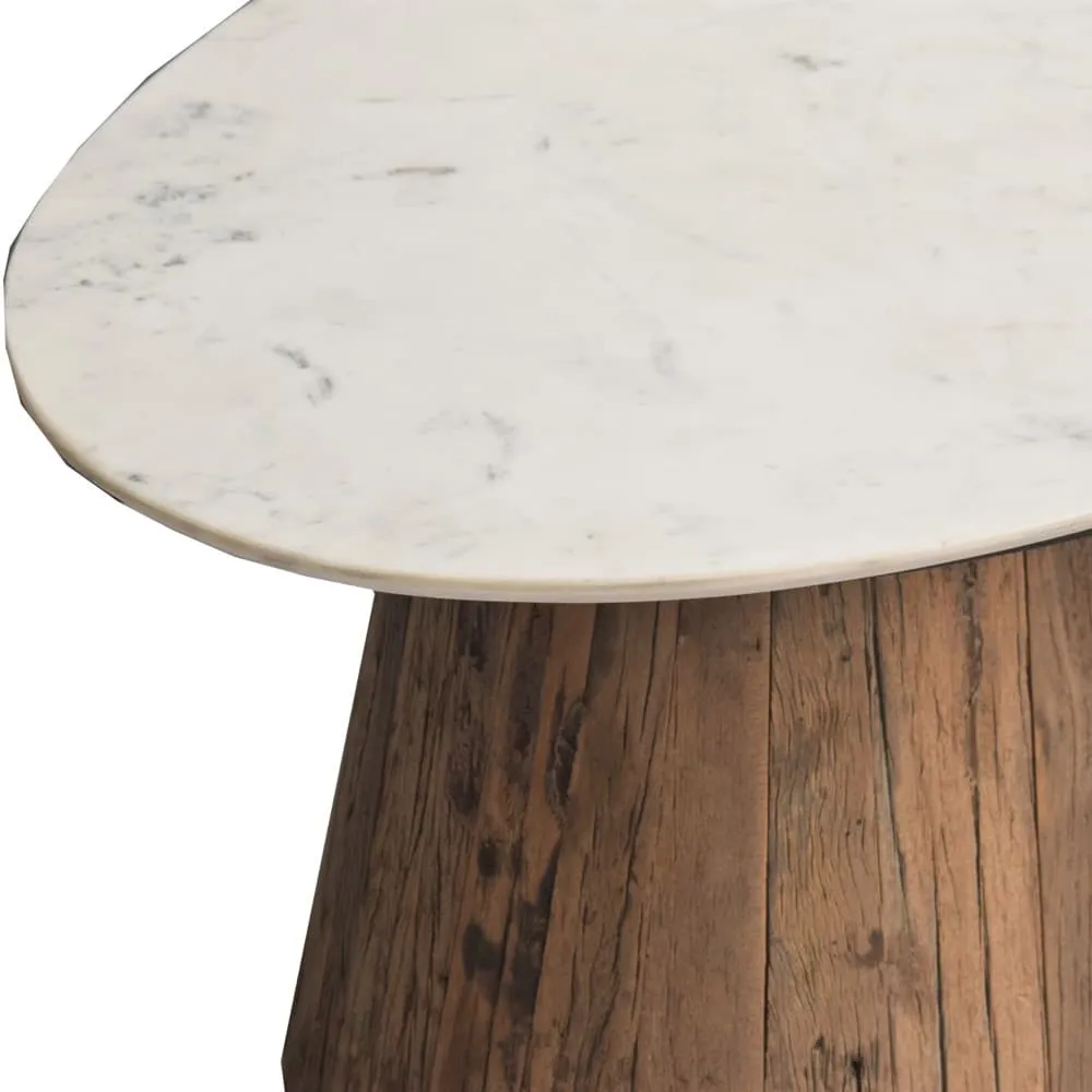 Oval Wood Coffee Table with Marble Top by BIDKhome - Image 2