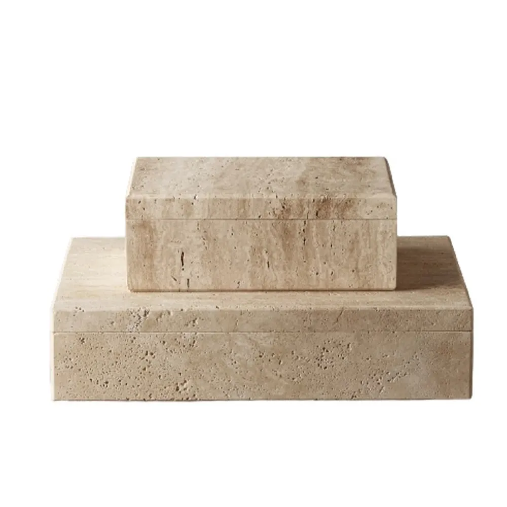 Cream Travertine Rectangle Boxes by BIDKhome