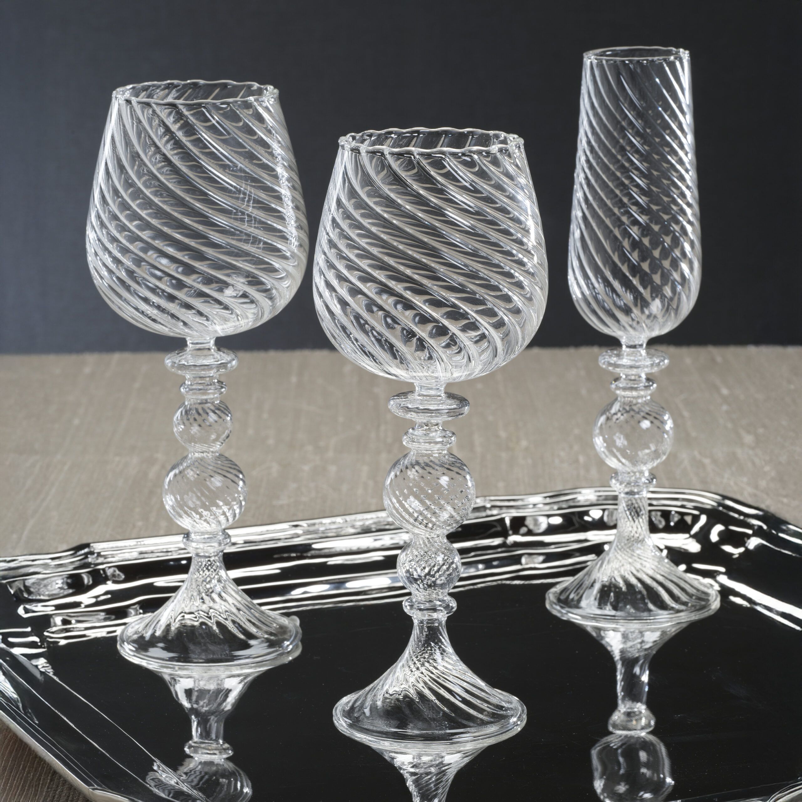 Rialto Twisted Optic Champagne Glasses, Set of 4 by Zodax - Image 3