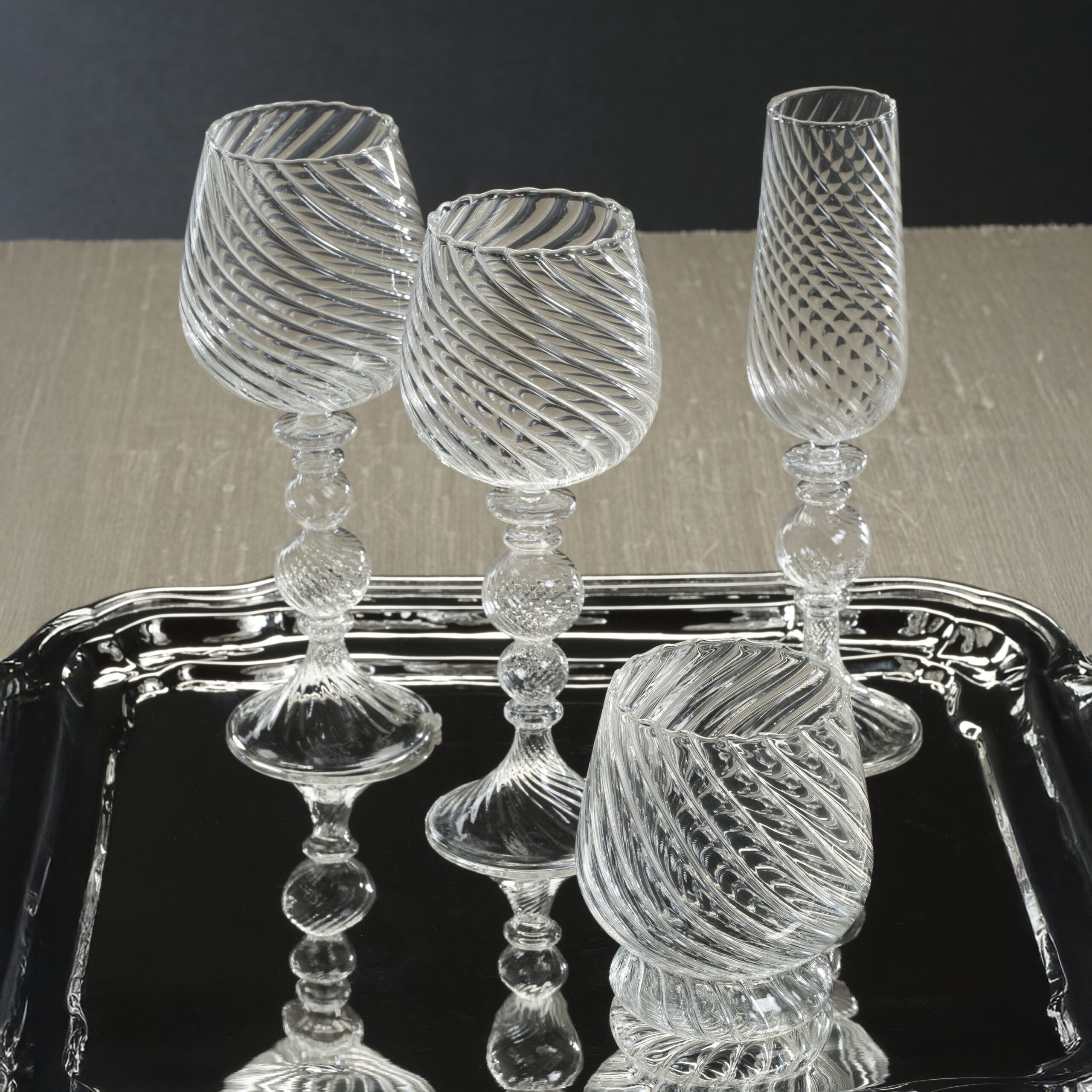 Rialto Twisted Optic Champagne Glasses, Set of 4 by Zodax - Image 5