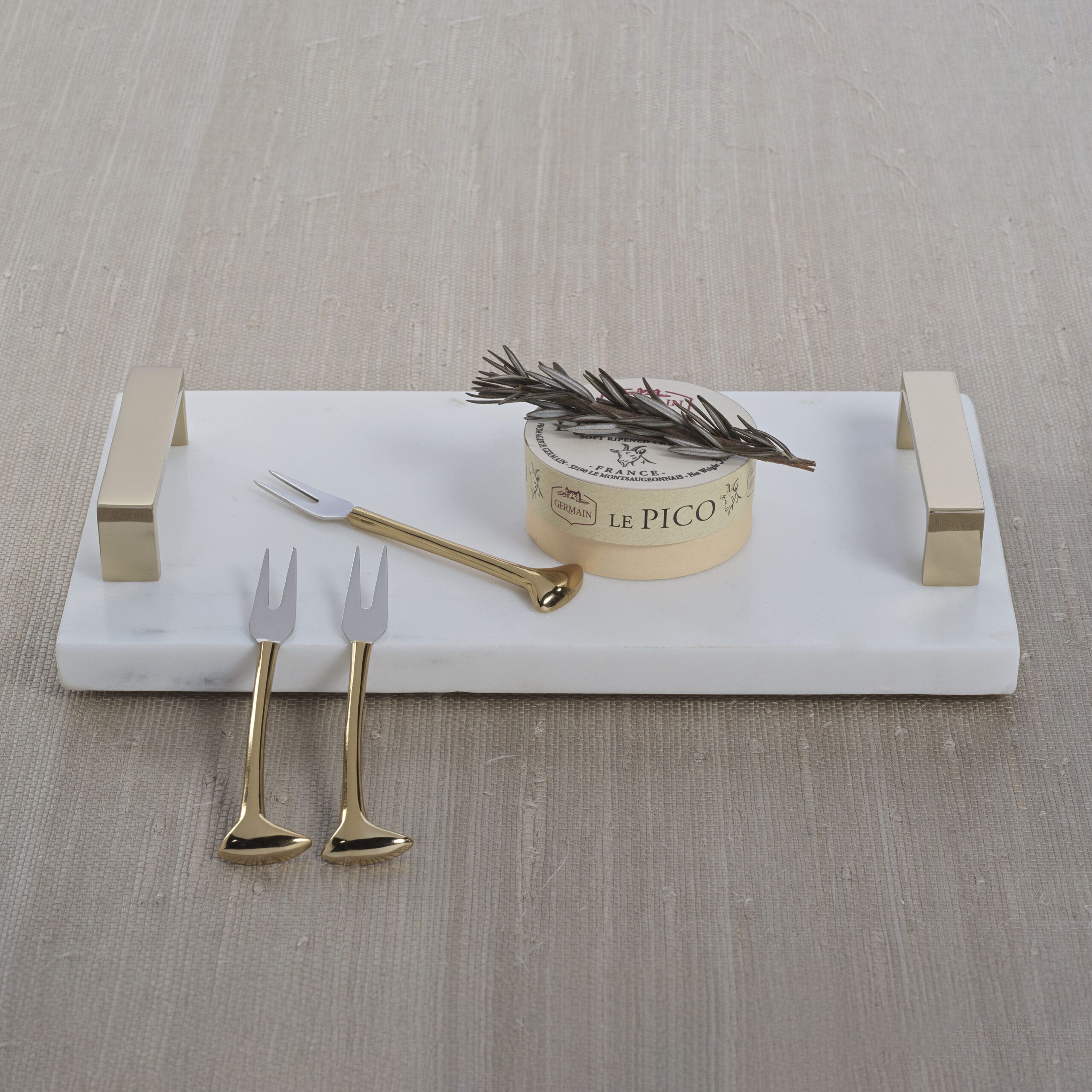 13" Long Marble Tray with Gold Handles by Zodax - Image 2