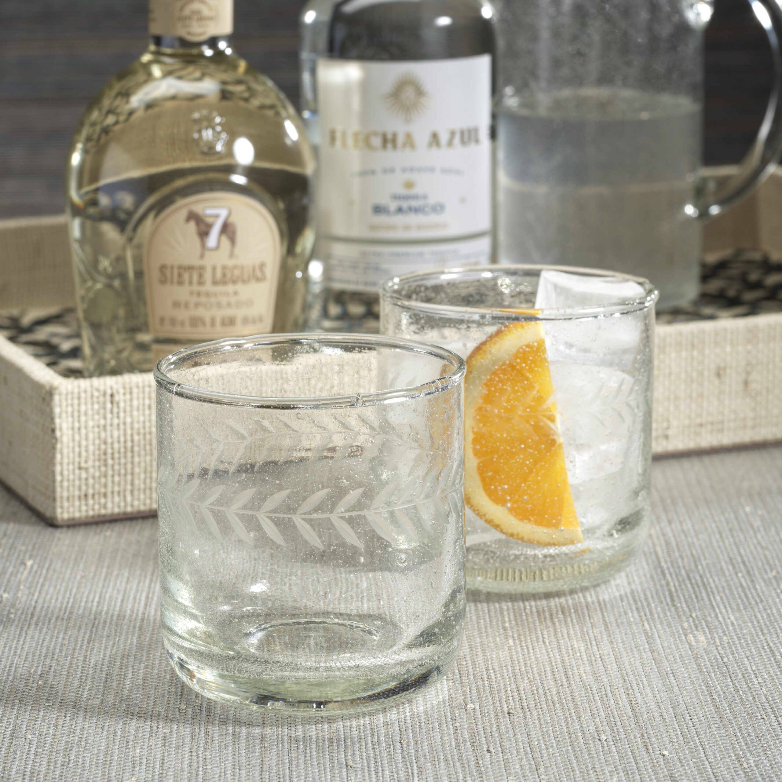 Tuscan Handmade Etched Rock Glasses, Set of 4 by Zodax - Image 2