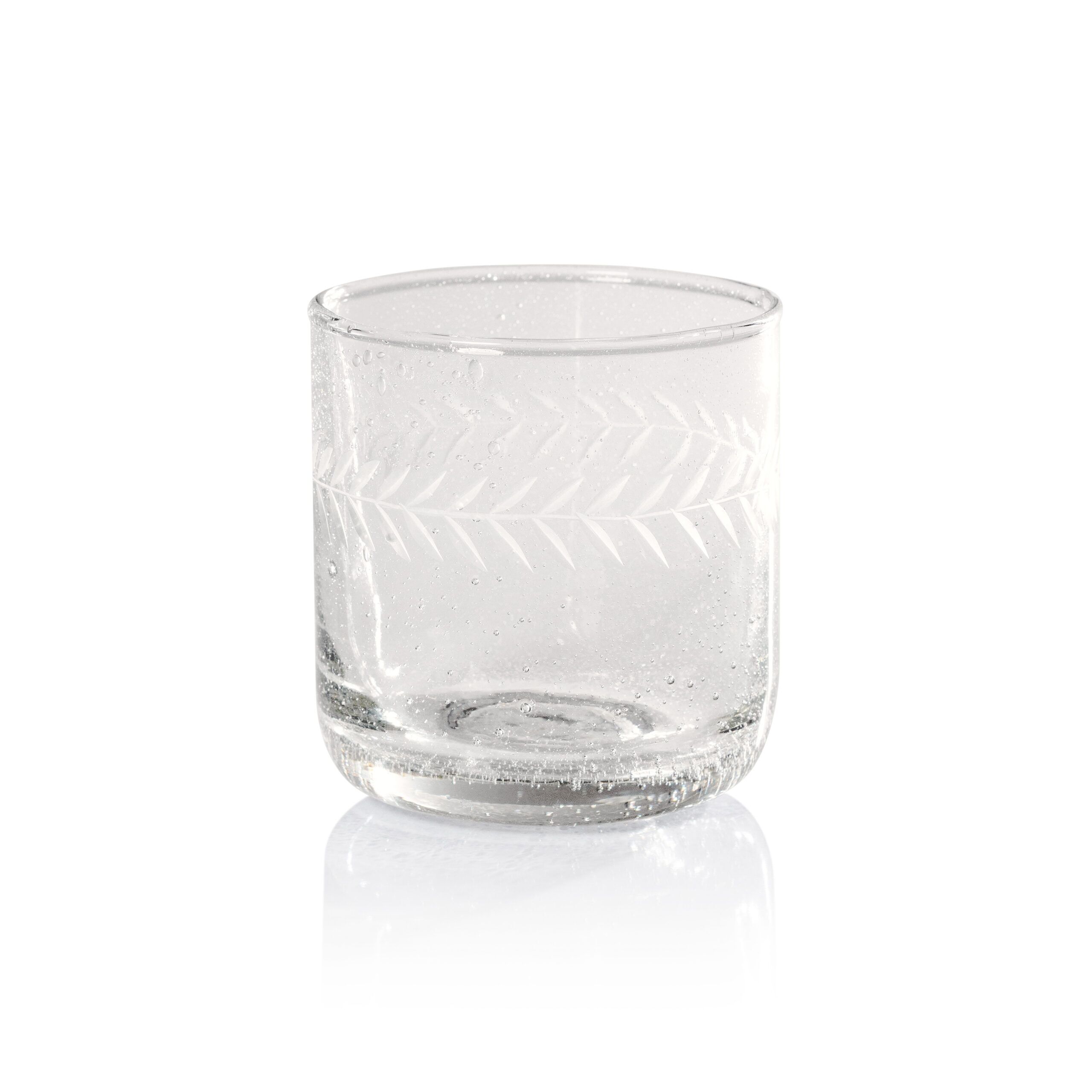 Tuscan Handmade Etched Rock Glasses, Set of 4 by Zodax