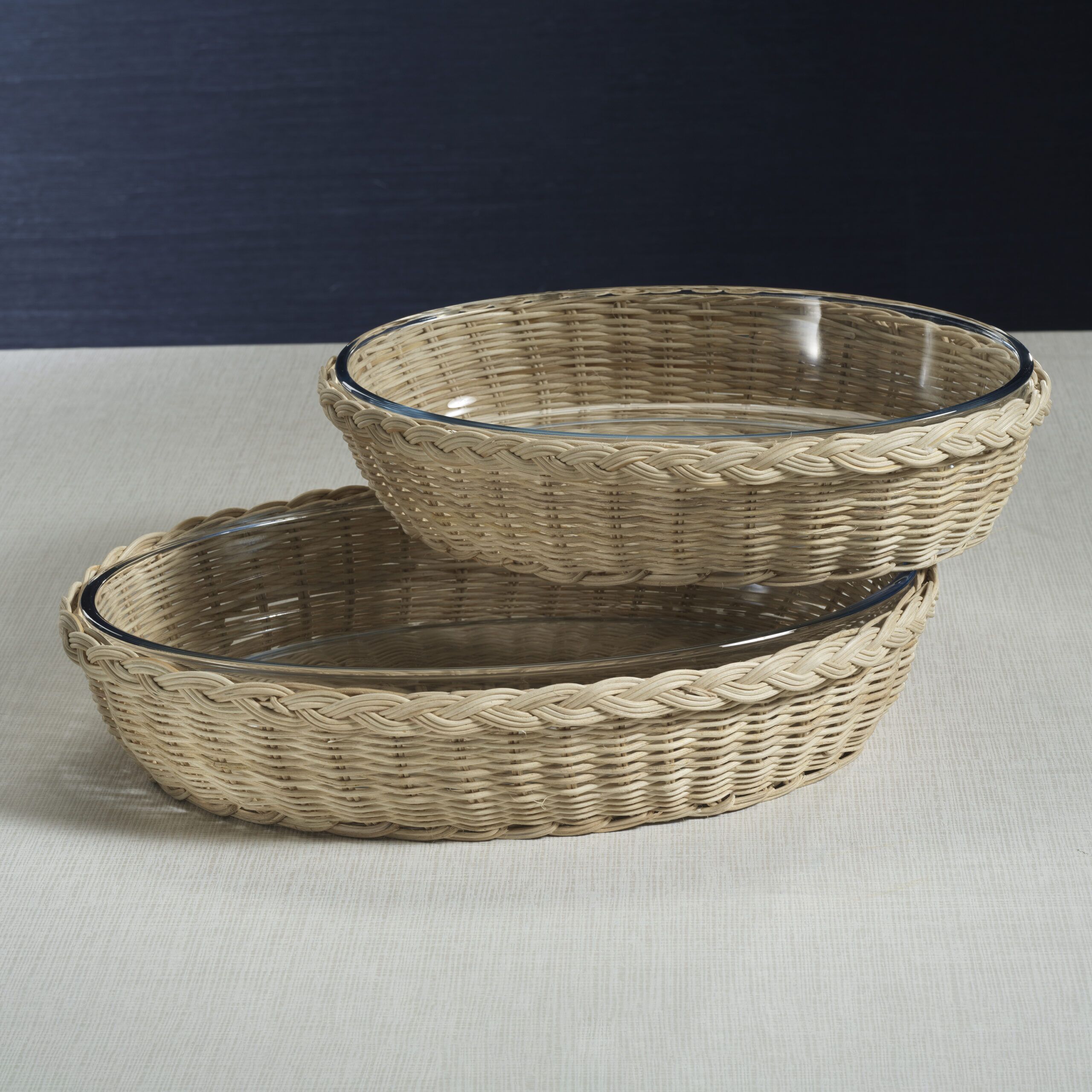 The Palmier Oval Pyrex in Rattan Basket, 14.5" x 10.25" x 3.25" by Zodax - Image 4