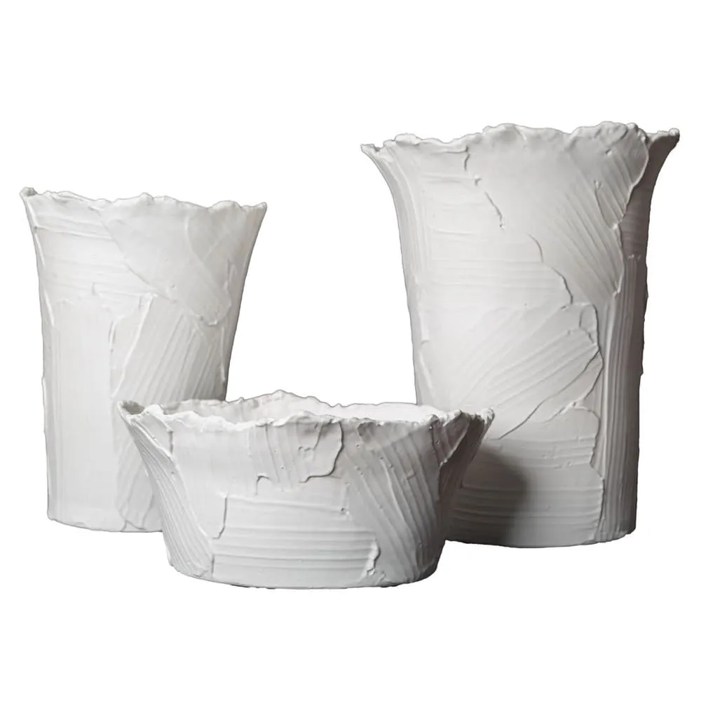 Medium Matte White Textured Vase by Abigails - Image 3