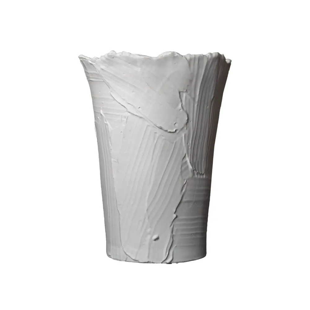 Medium Matte White Textured Vase by Abigails