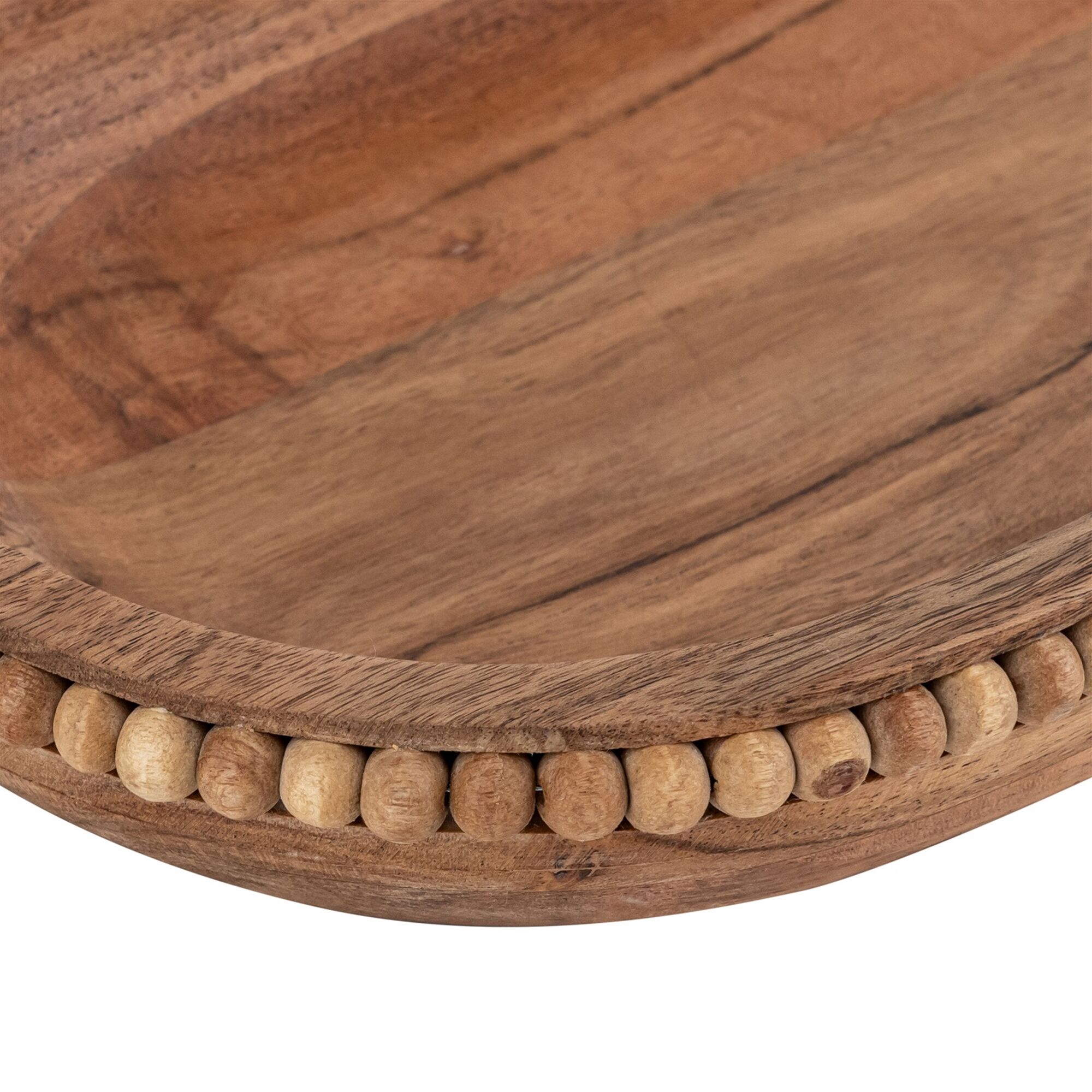 Acacia Wood Beaded Oval Bowl by BIDKhome - Image 3