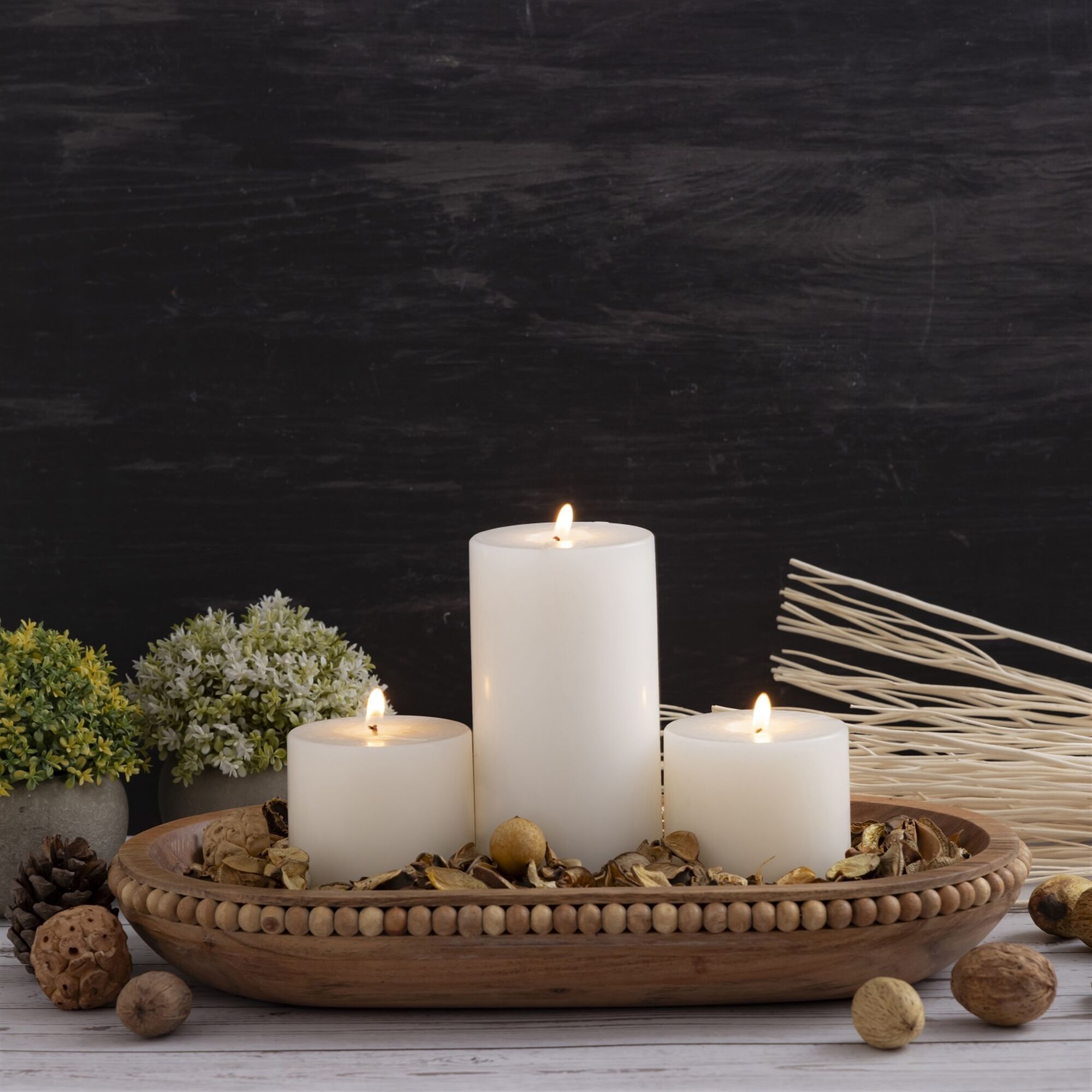 Acacia Wood Beaded Oval Bowl by BIDKhome - Image 5