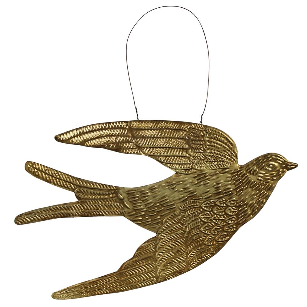 Large Antique Brass Bird Ornament Set of 2 by HomArt