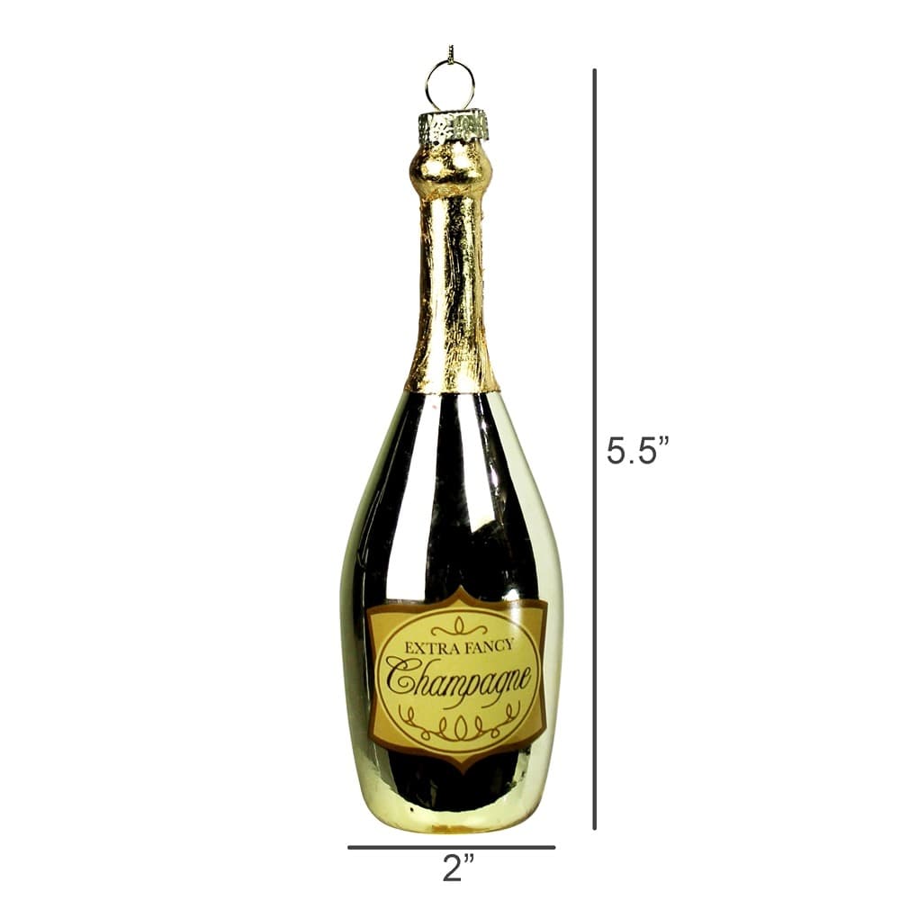 Glass Champagne Bottle Ornament Set of 3 by HomArt - Image 3