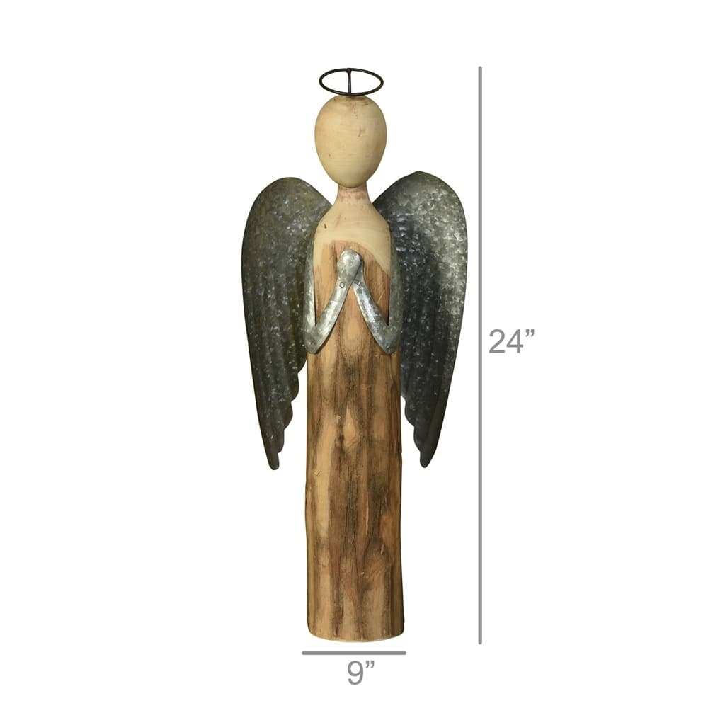 Large Wood and Metal Angel At Prayer by HomArt - Image 3