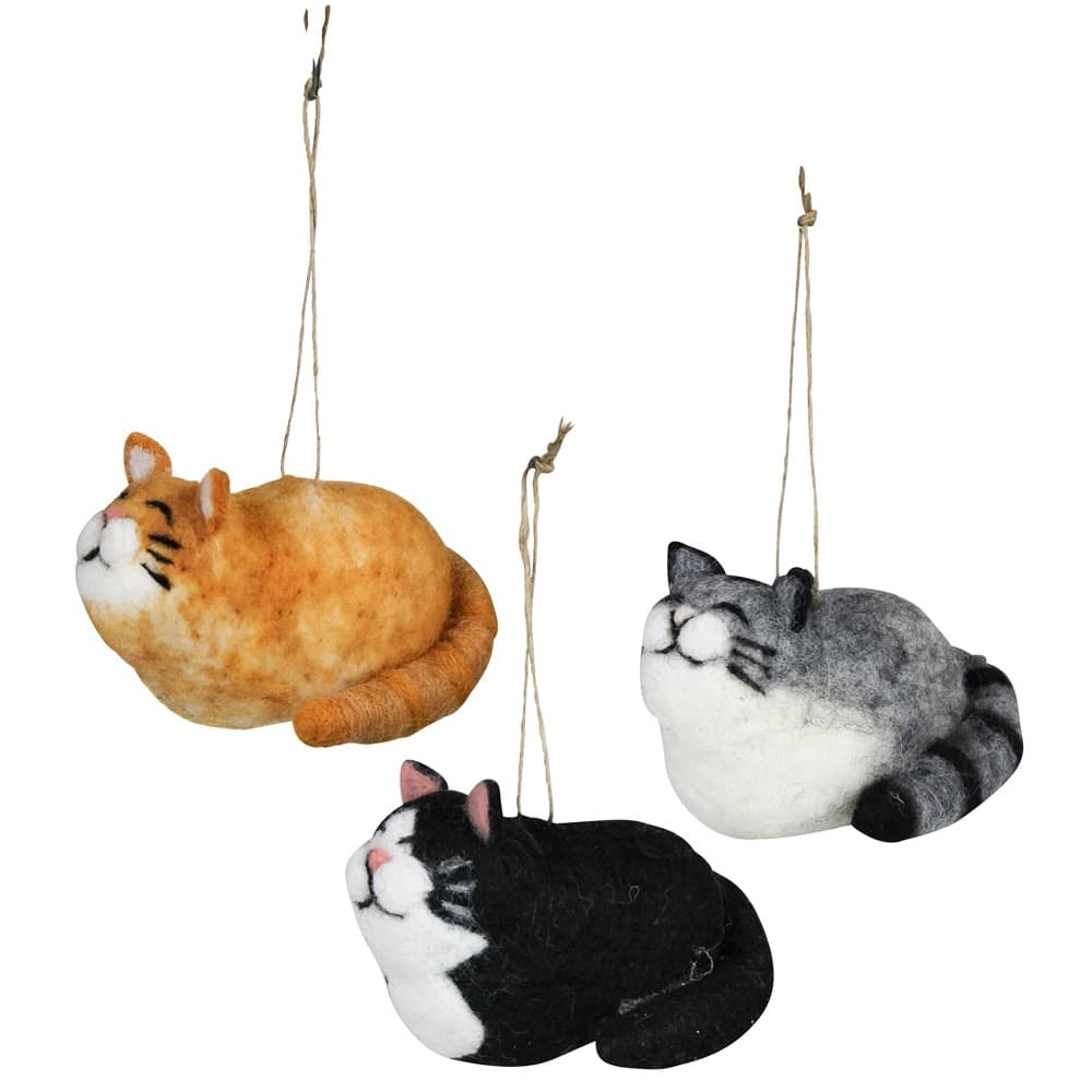Felt Cat Ornaments Set of 3 by HomArt