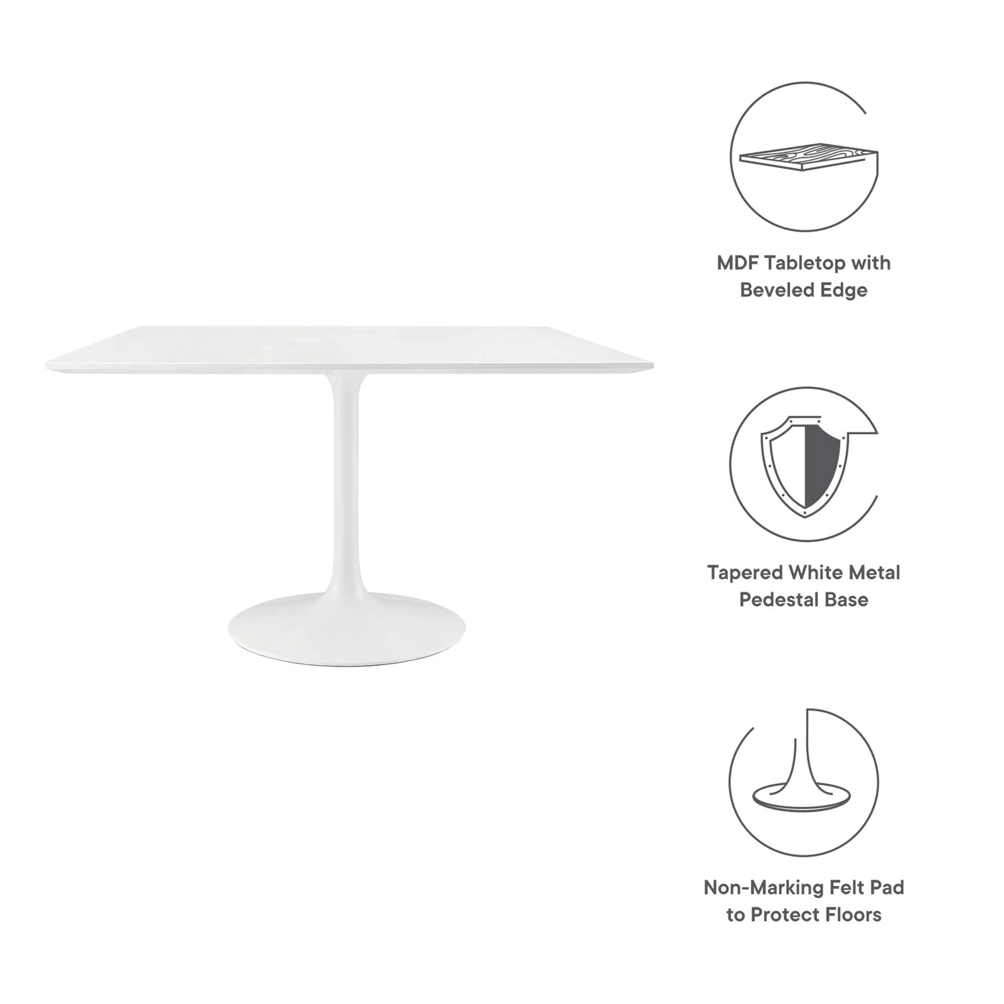 Lippa 48" Square Wood Dining Table by Modway - Image 2