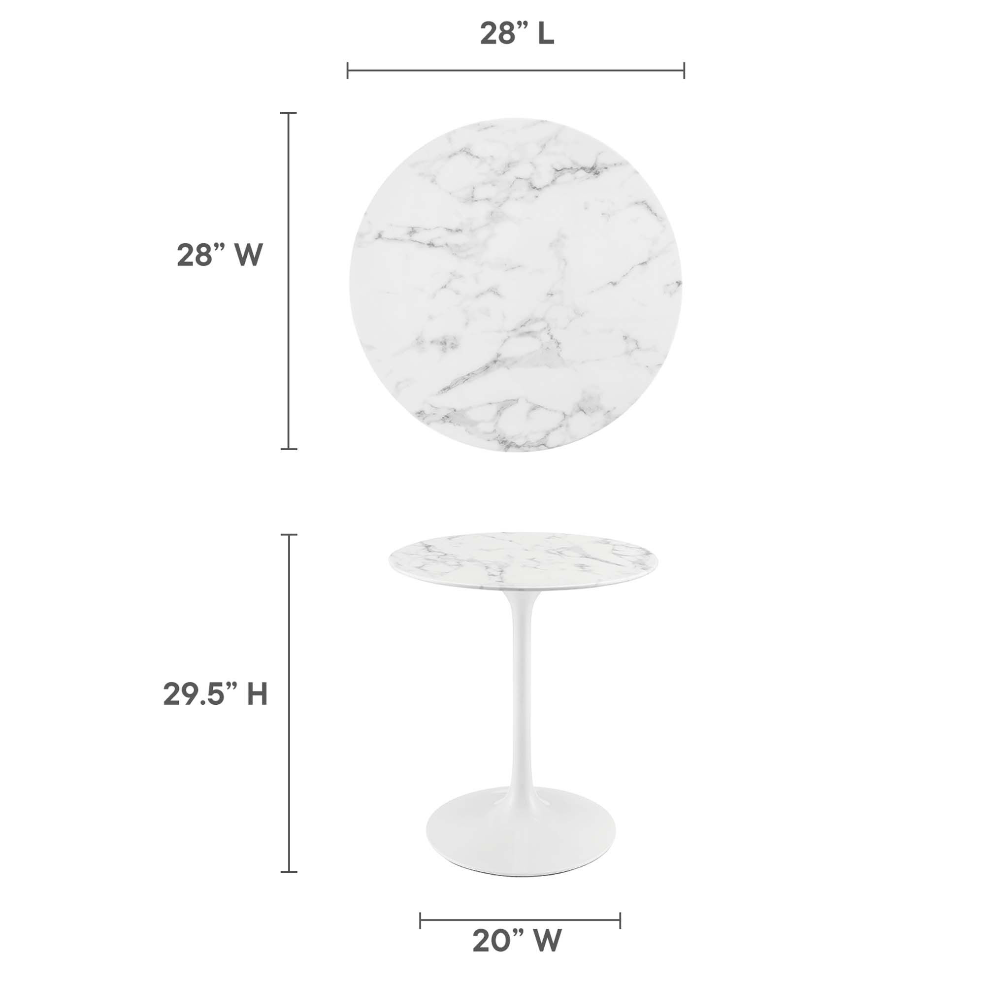 Lippa 28" Round Faux Marble Dining Table by Modway - Image 3