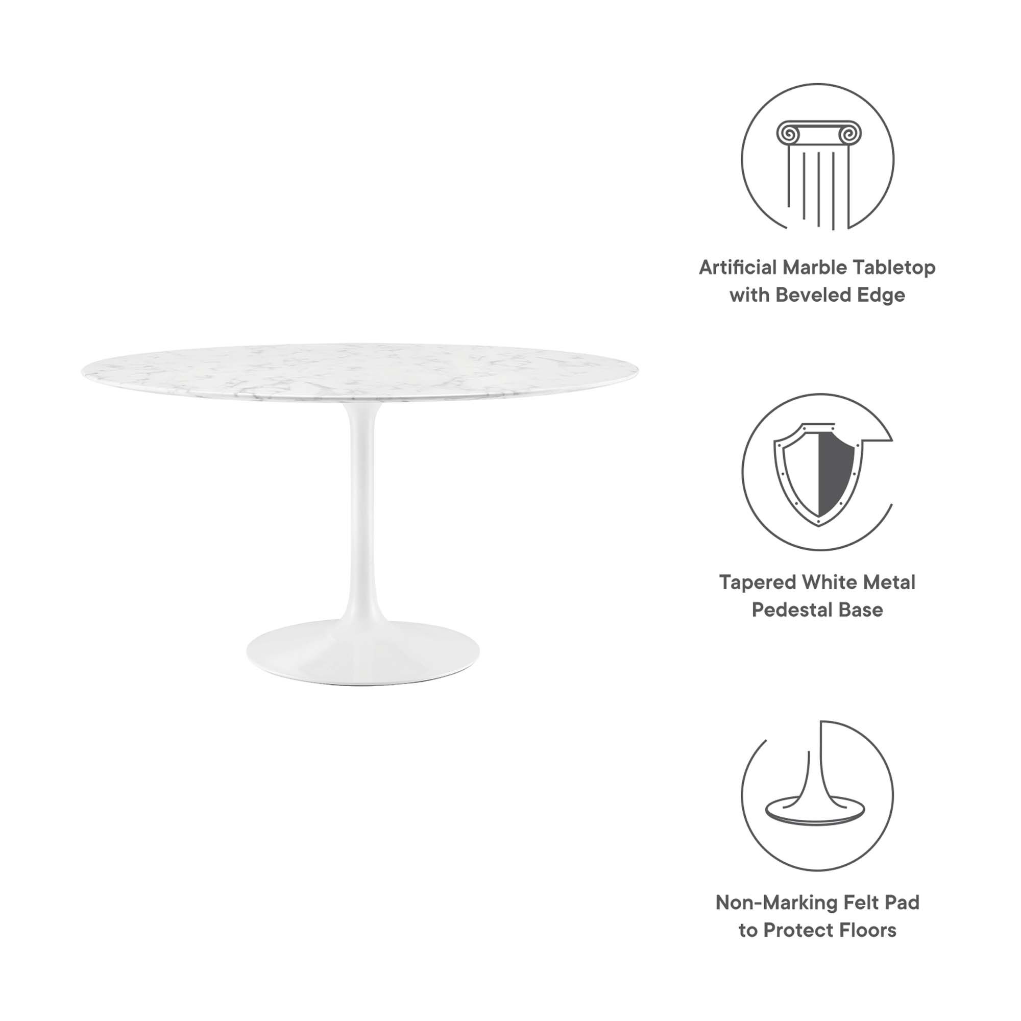 Lippa 54" Round Faux Marble Dining Table by Modway - Image 2