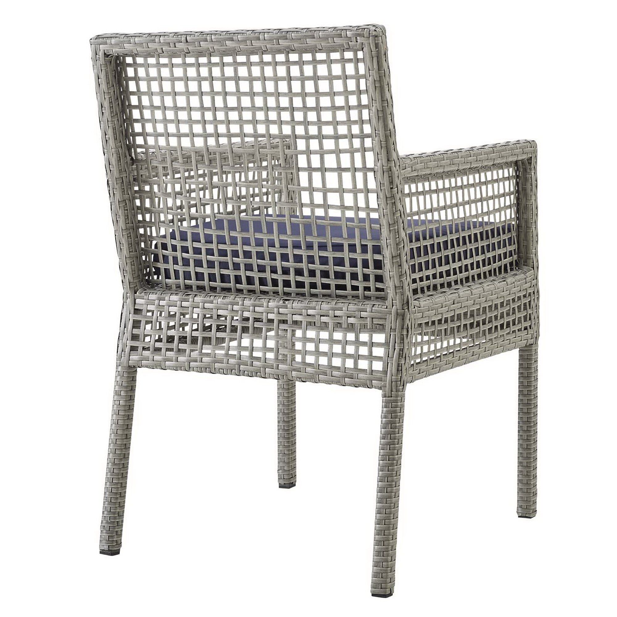 Aura Outdoor Patio Wicker Rattan Dining Armchair Set of 2 by Modway