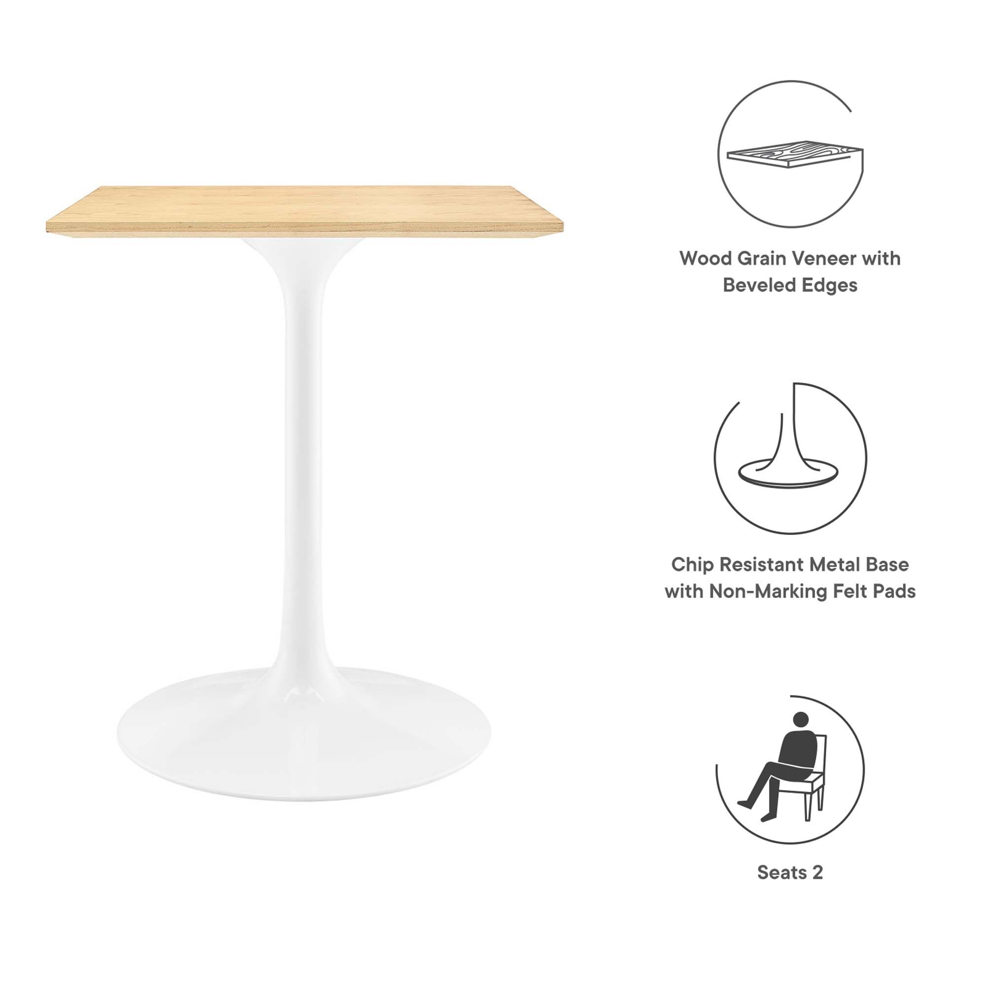 Lippa 24" Square Wood Dining Table by Modway - Image 2