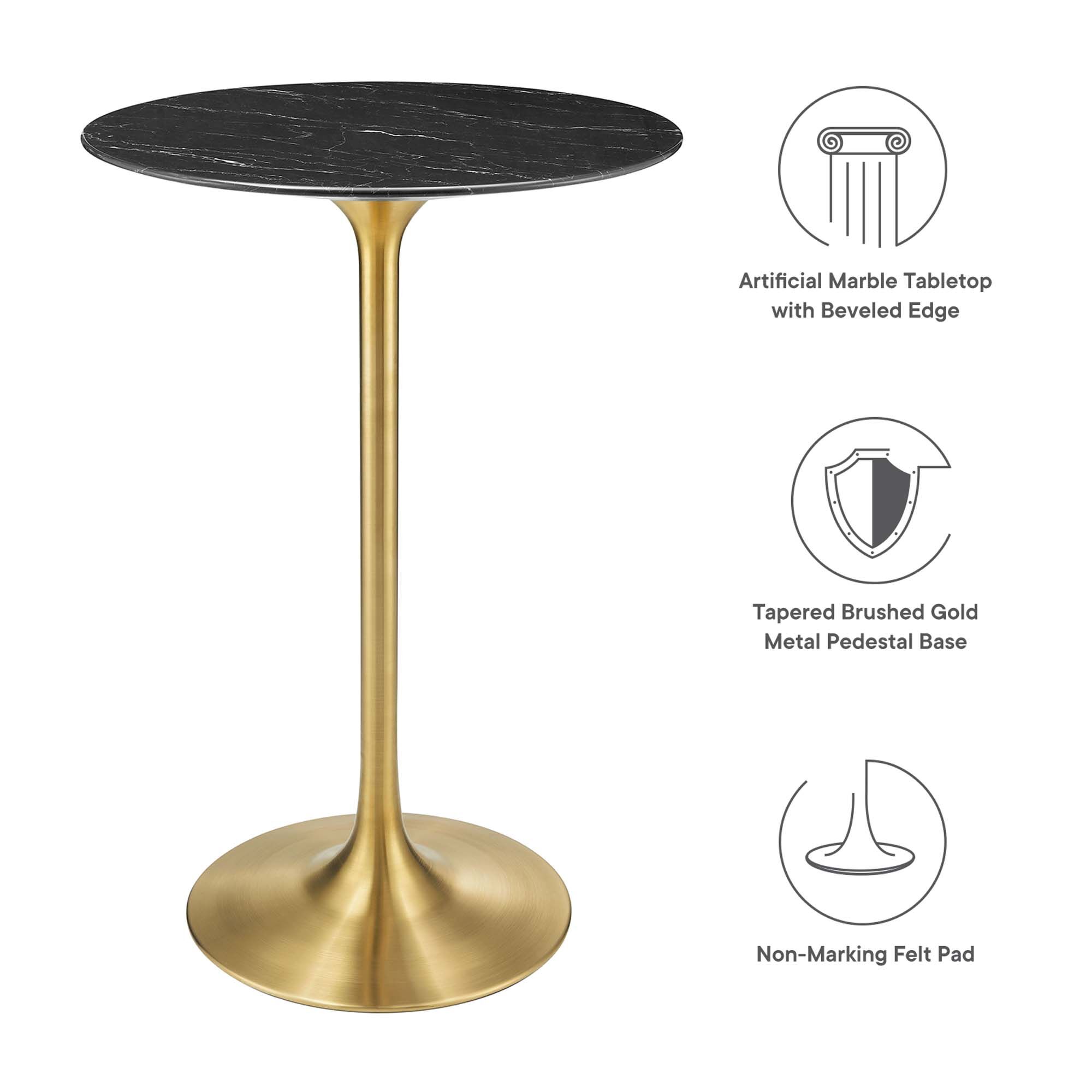 Lippa 28" Round Faux Marble Bar Table by Modway - Image 2