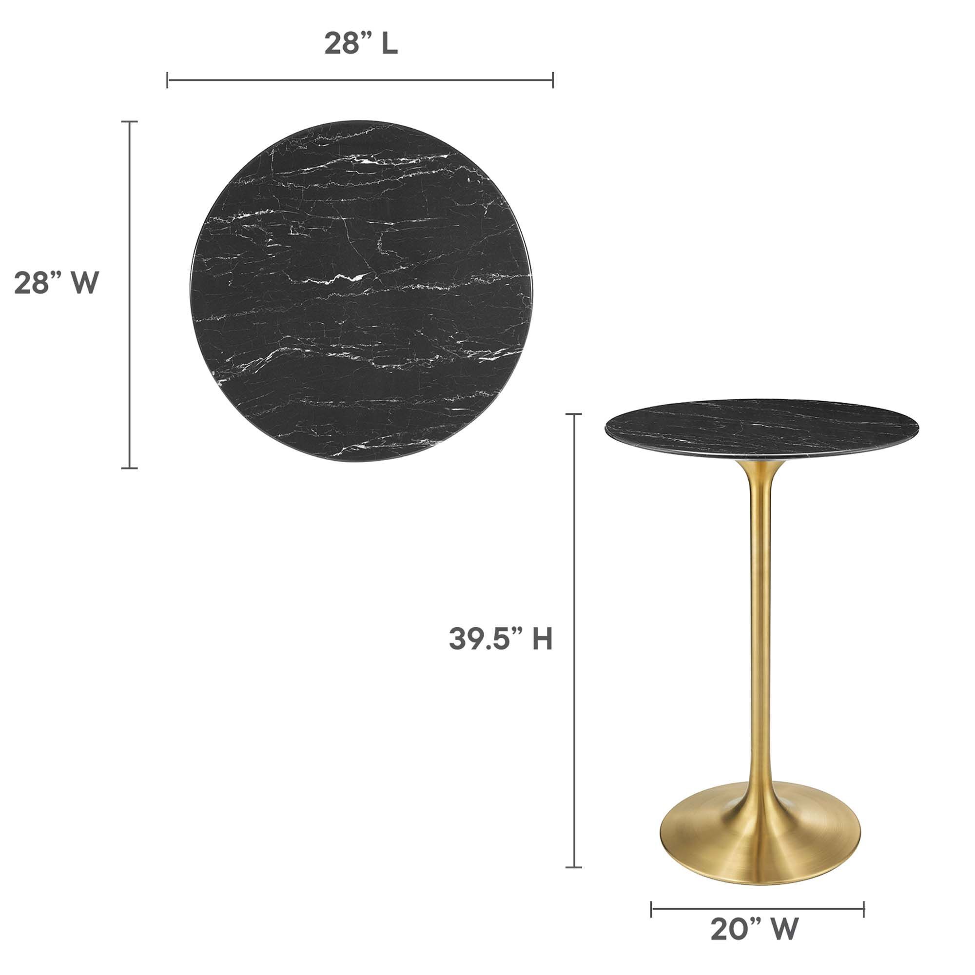 Lippa 28" Round Faux Marble Bar Table by Modway - Image 3