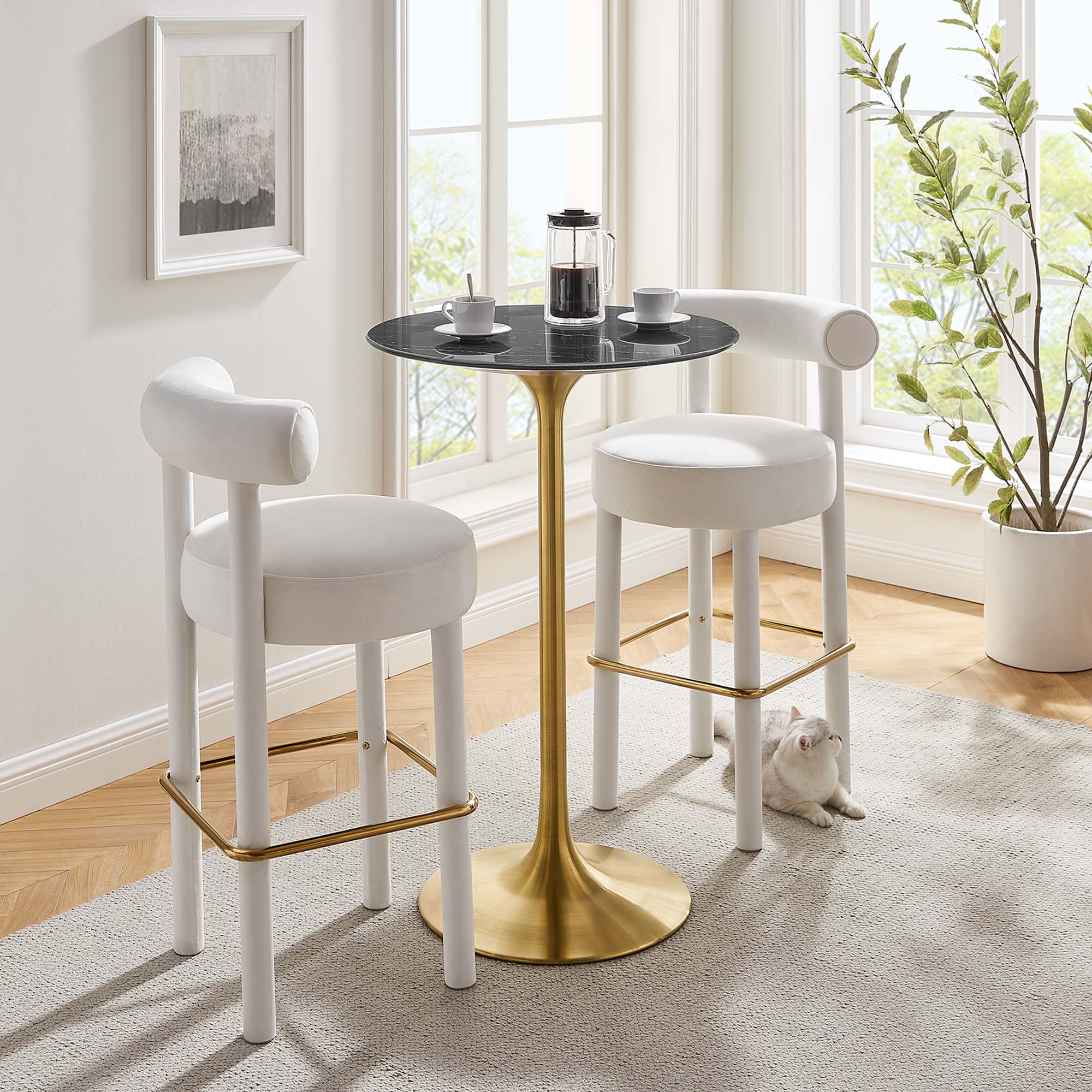 Lippa 28" Round Faux Marble Bar Table by Modway - Image 6