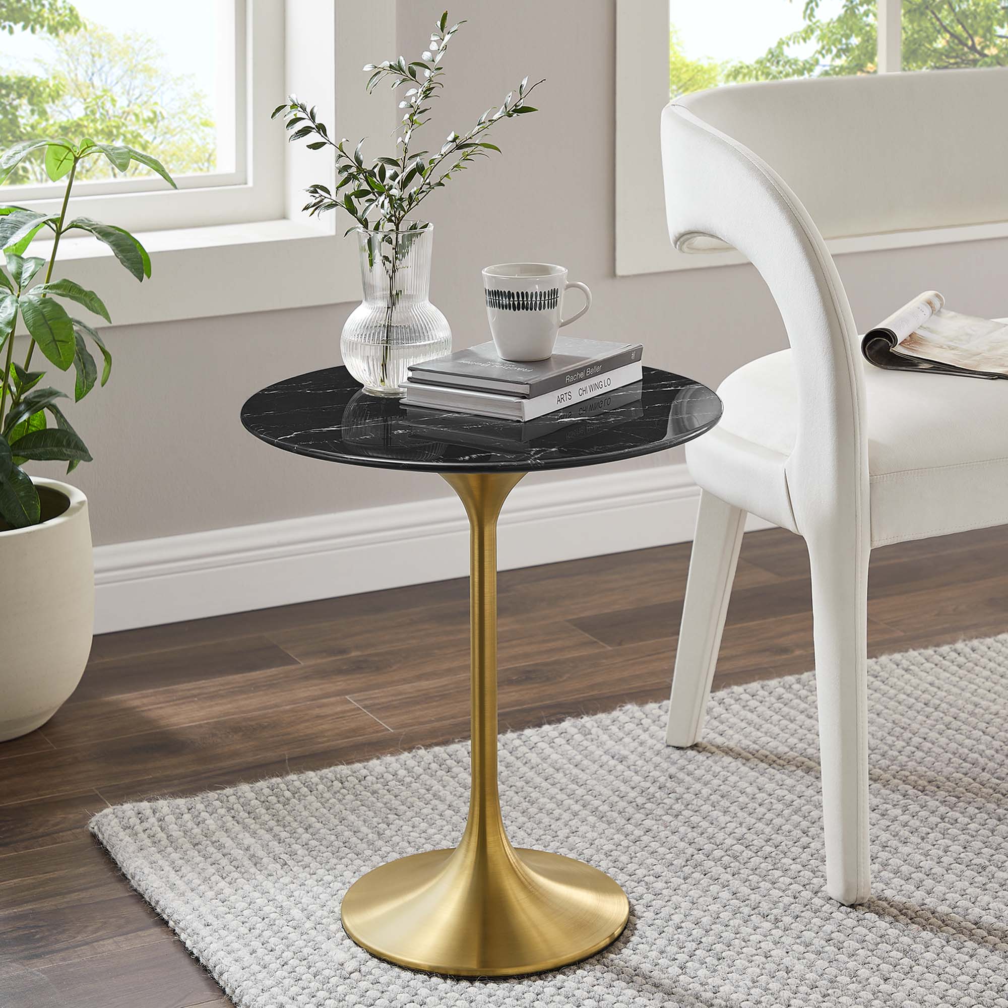 Lippa 20" Round Faux Marble Side Table by Modway - Image 6
