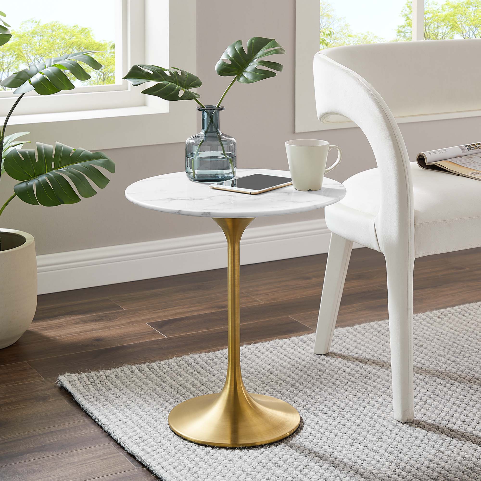 Lippa 20" Round Faux Marble Side Table by Modway - Image 6