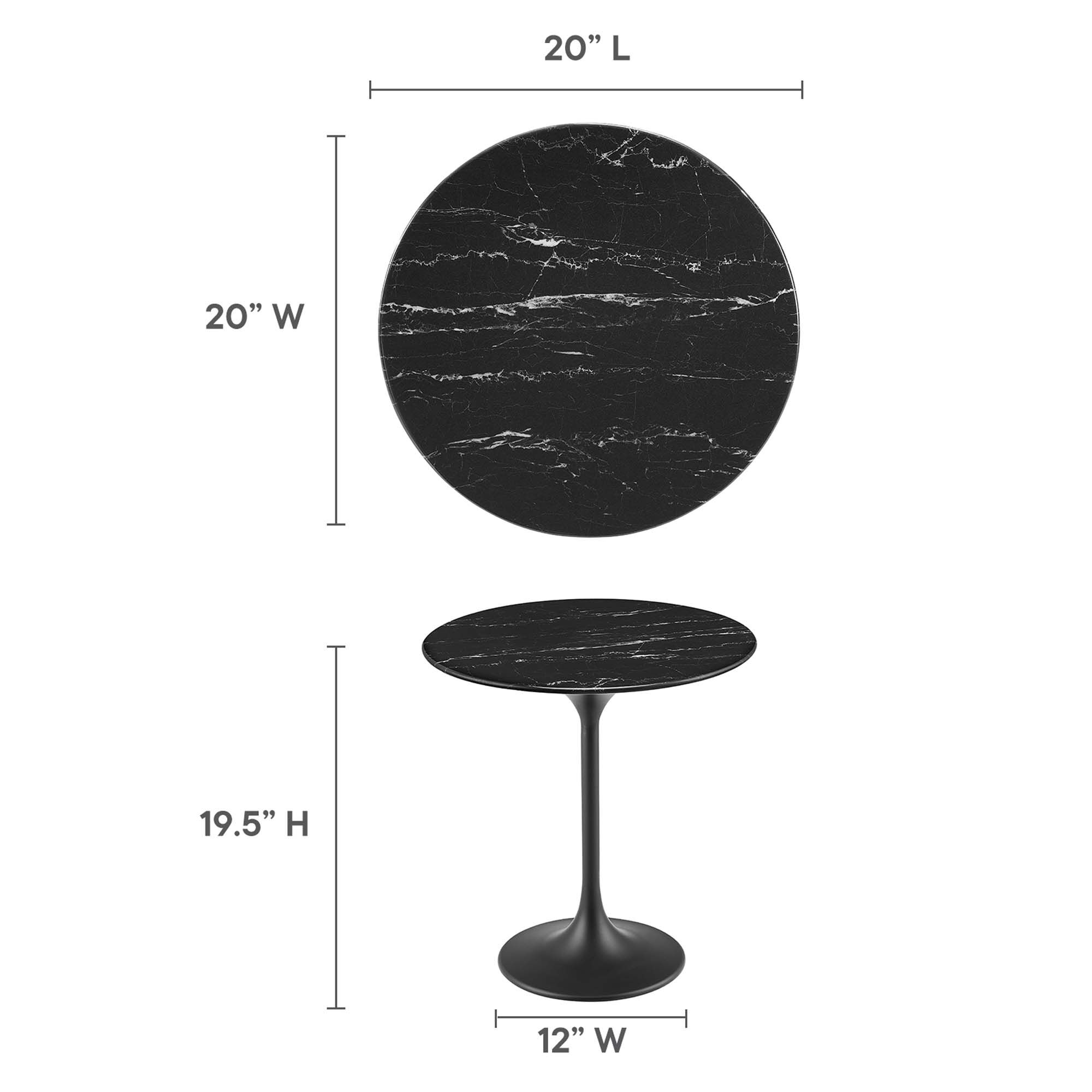 Lippa 20" Round Faux Marble Side Table by Modway - Image 2