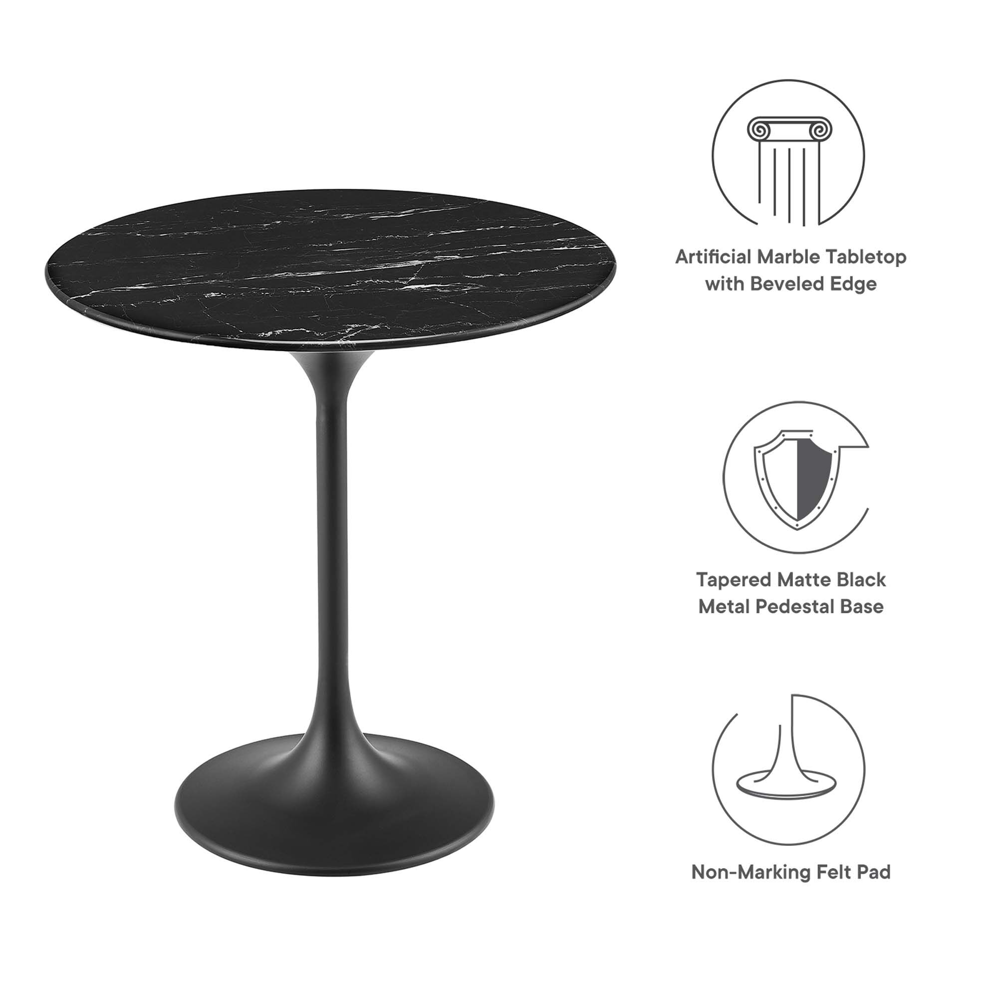 Lippa 20" Round Faux Marble Side Table by Modway - Image 3