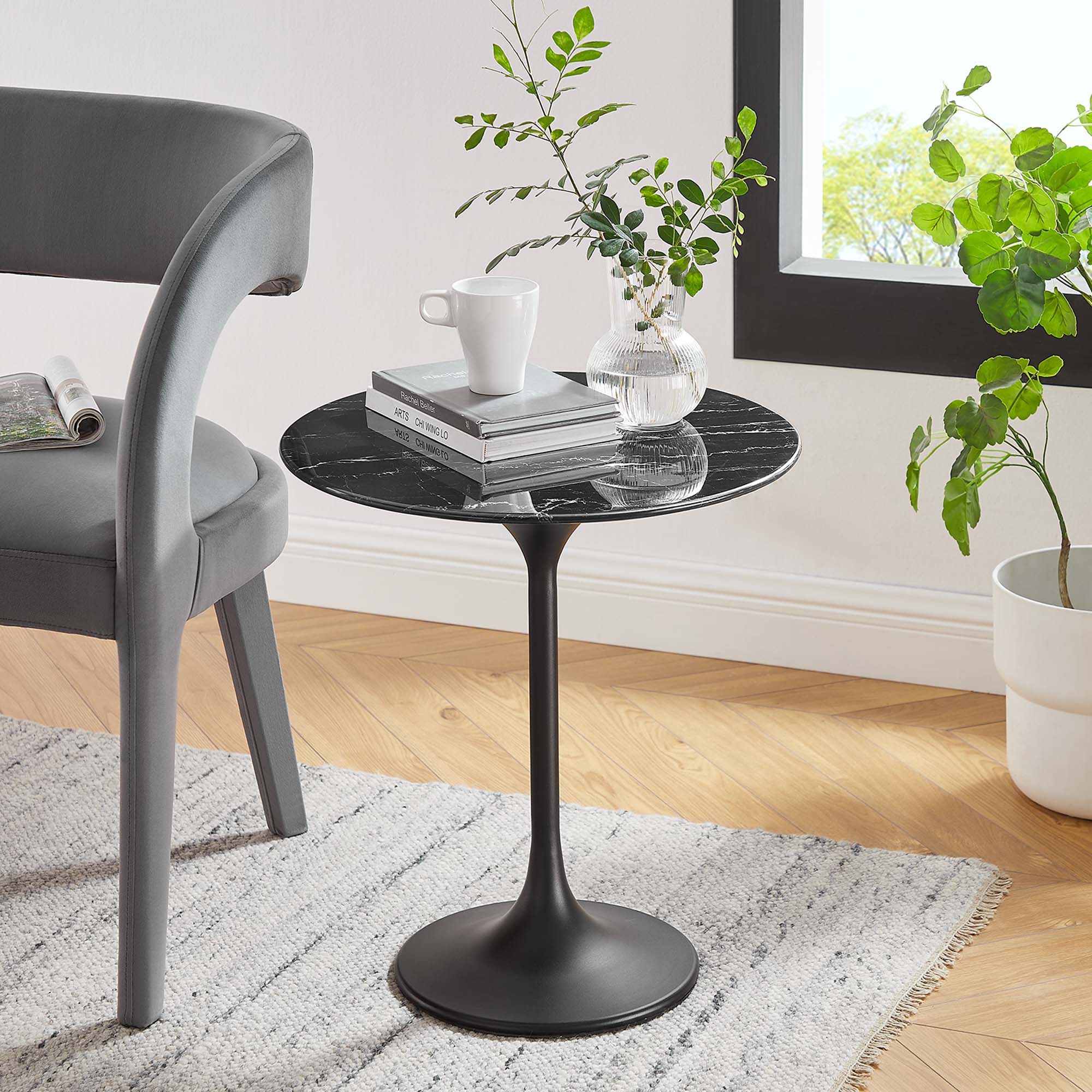 Lippa 20" Round Faux Marble Side Table by Modway - Image 6